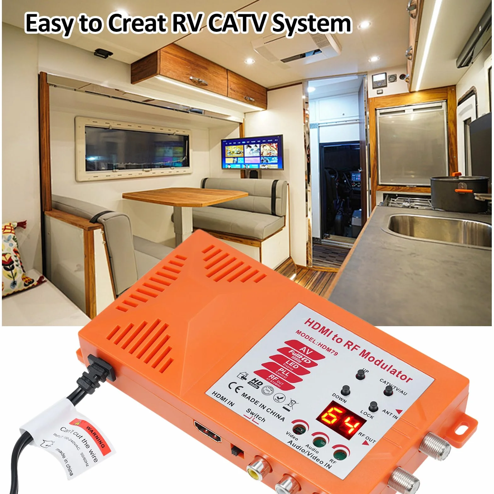 Adattatore coassiale da TV/AV a RF modulatore UHF con interruttore ANT per gaming HD Digital AV Video analogico