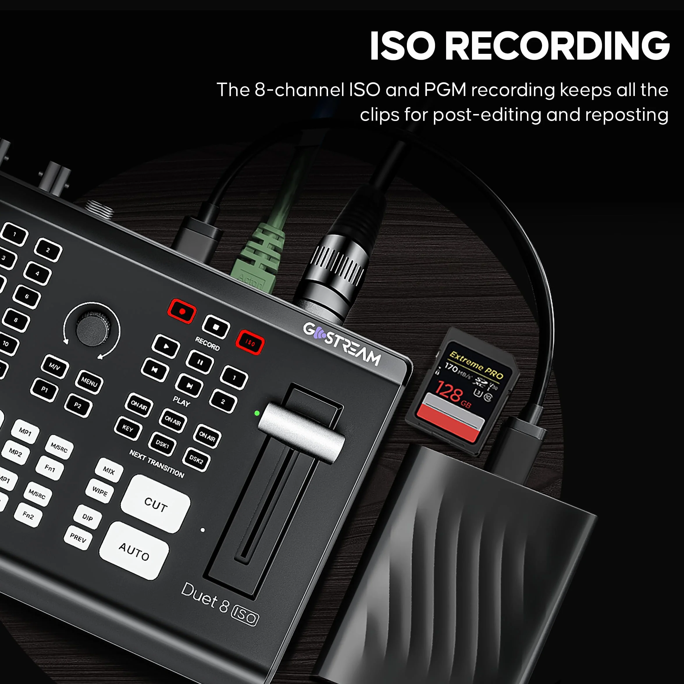 Osee GoStream Duet 8 ISO Mixer Video 8 Canali, 4×SDI + 4K HDMI, NDI HX/SRT/RTMP, 2 Webcam, Ingressi Audio XLR, Registrazione ISO Separata per podcast, YouTube e Facebook