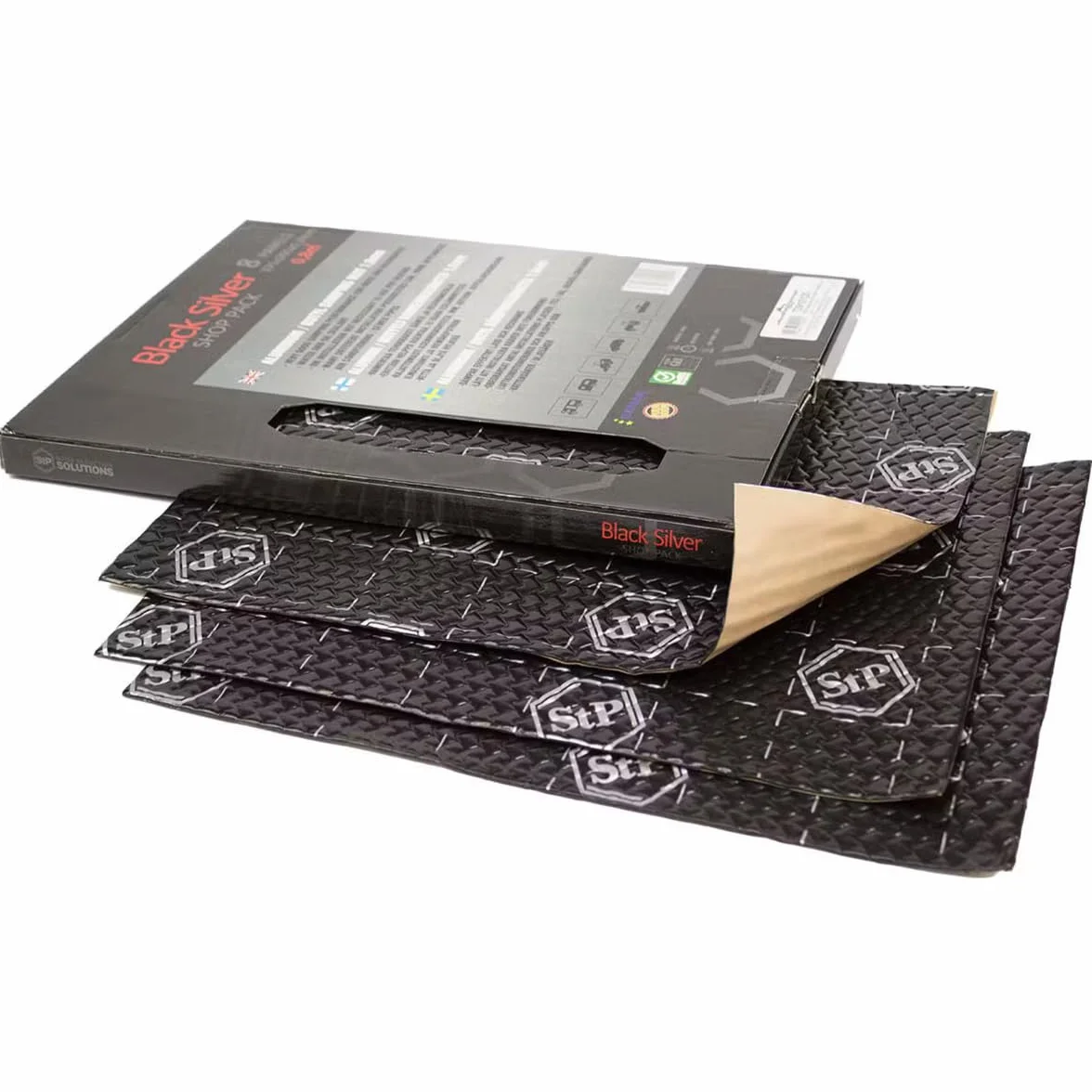 STANDARTPLAST StP Black Silver 750x500x1,8 mm 12 fogli Insonorizzante Smorzante Anti Vibrazioni Auto
