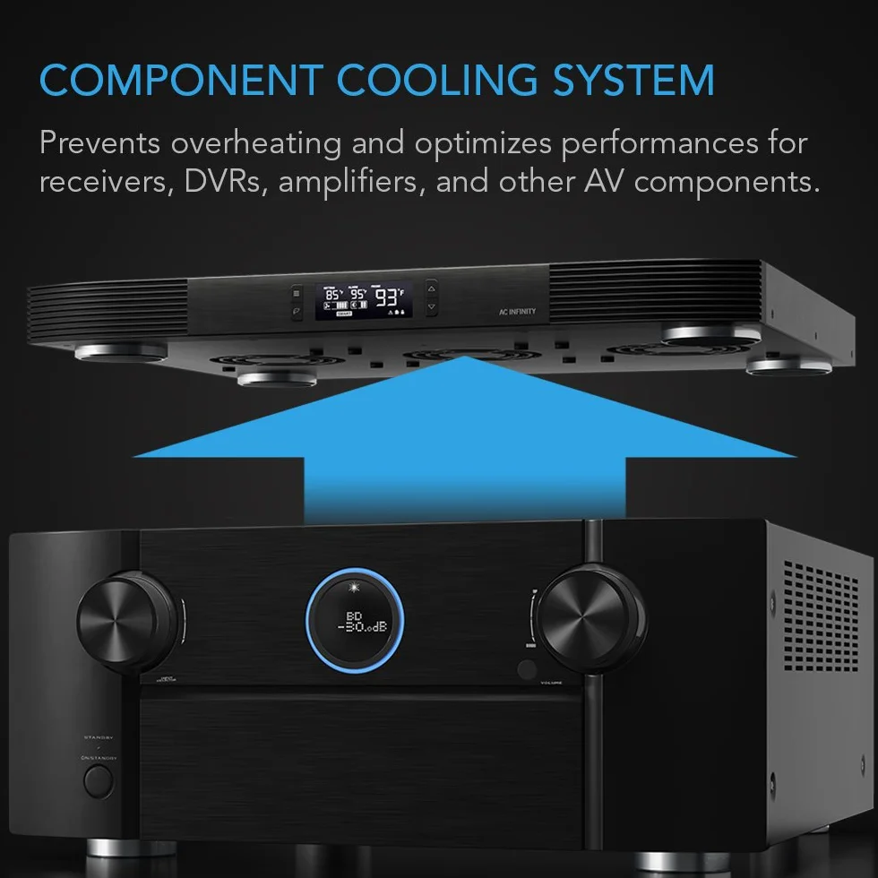 AC Infinity AIRCOM T8, ventola di raffreddamento silenziosa 17" (43 cm) per ricevitore, amplificatore, DVR, componenti AV Cabinet