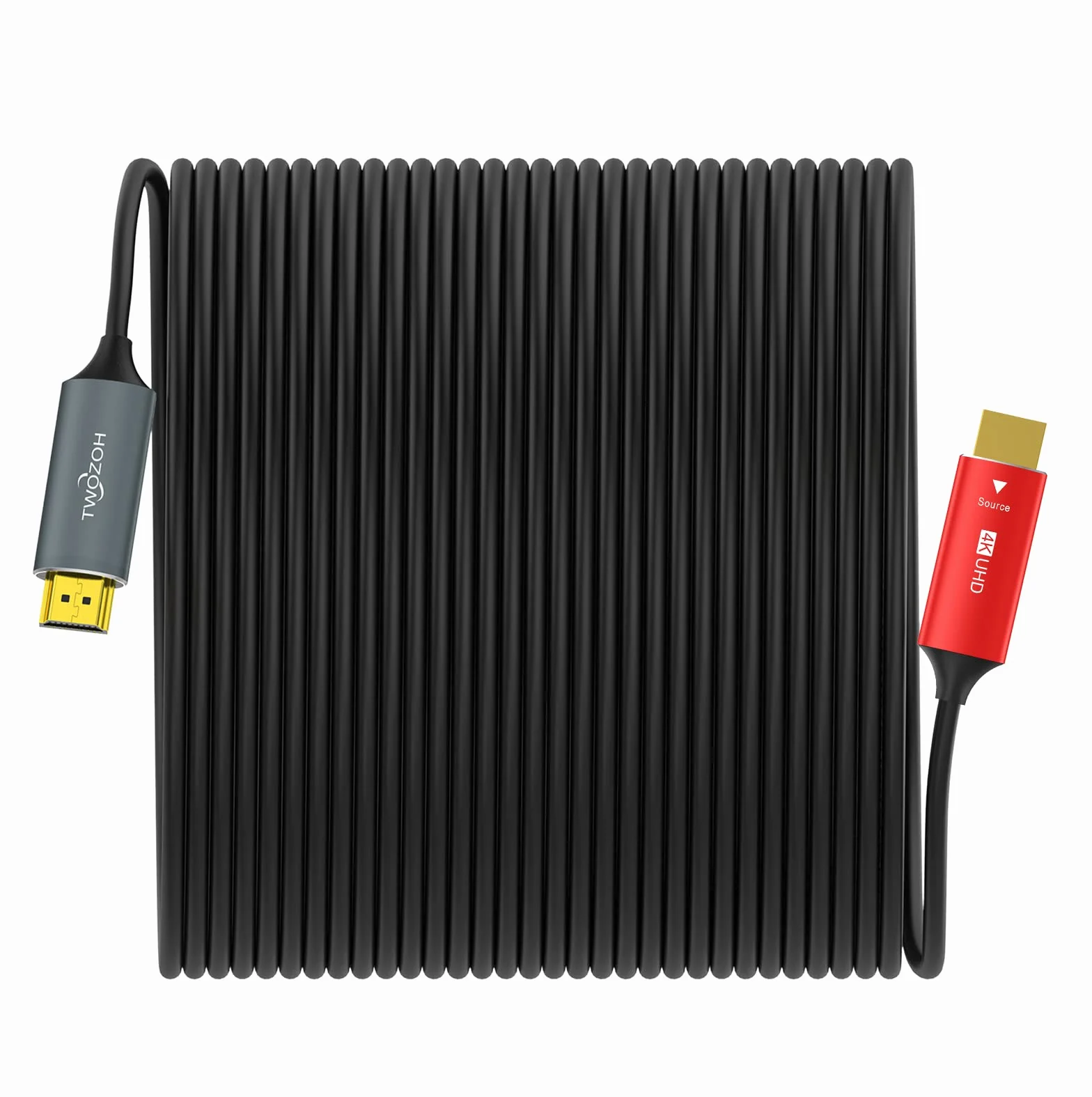 Twozoh Cavo HDMI Fibra Ottica 50M, 4K Cavi Fibra HDMI Alta Velocità Supporto 3D 4K@60Hz/18Gbps