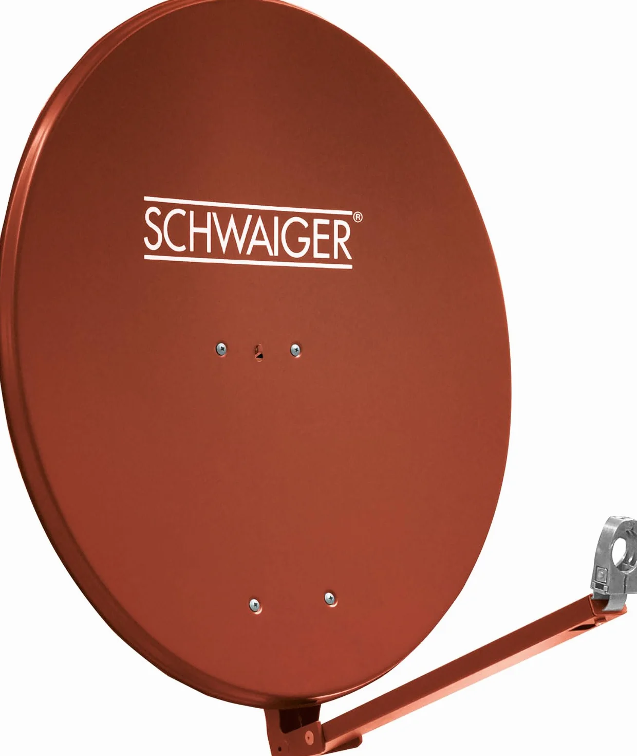 SCHWAIGER 265 Antenna satellitare 88cm Antenna SAT in alluminio Impianto satellitare Offset Antenna LNB Braccio di supporto Montaggio su palo Specchio satellitare Rosso mattone
