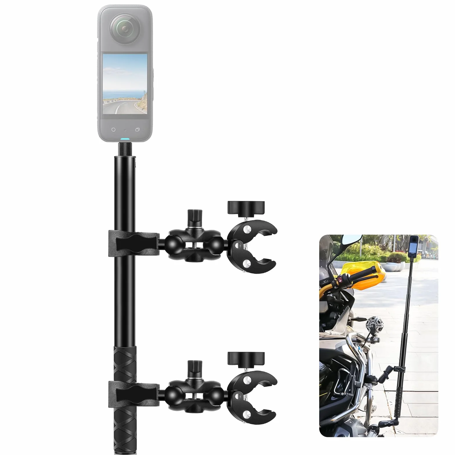 Supporto per fotocamera PULUZ 150 cm invisibile Selfie Stick regolabile per Insta360 X5 X4 X3 X2 ONE RS R Ace e manubrio moto bici ATV
