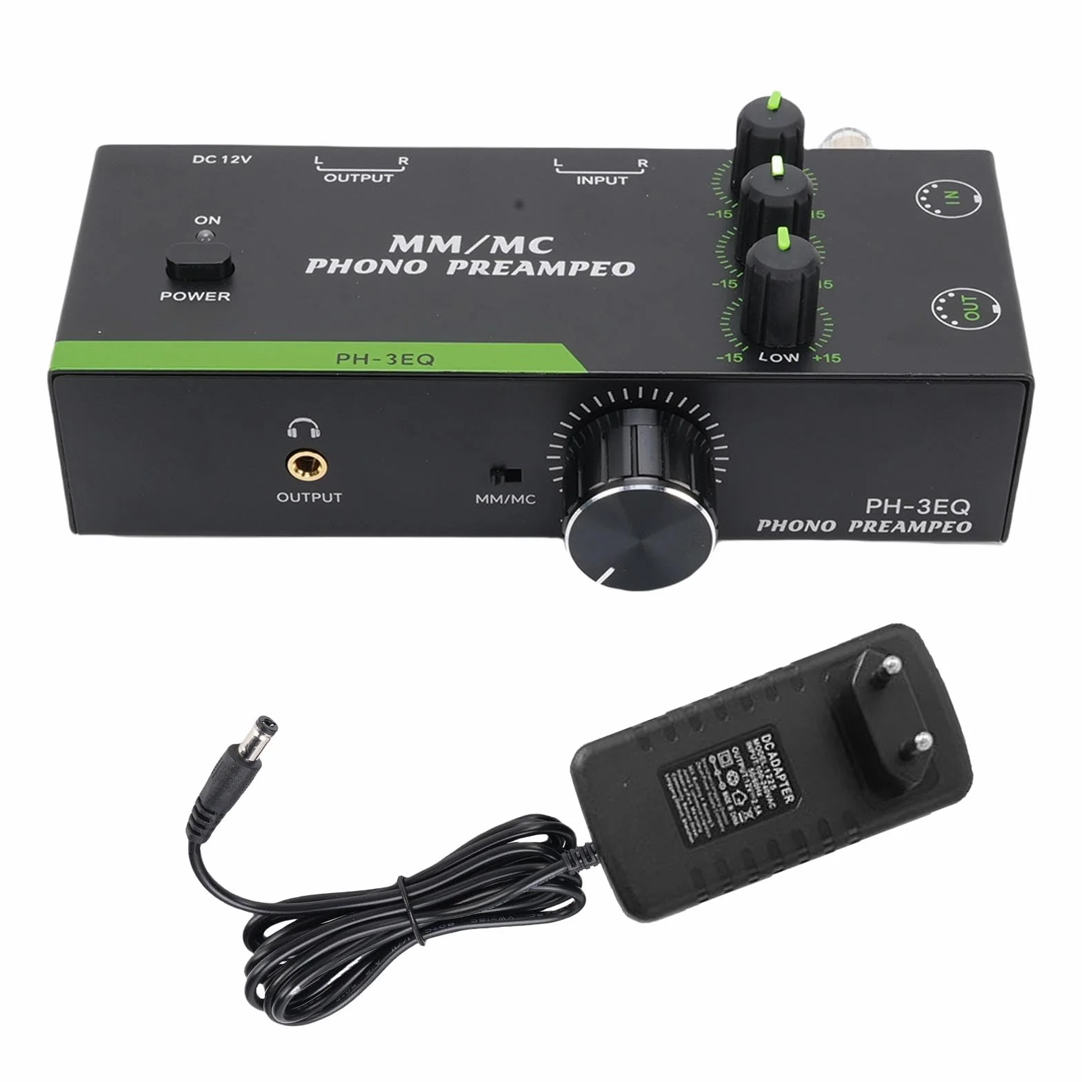 Keenso Preamplificatore Fono, Struttura in Metallo, Regolabile a 3 Bande, Uscita Ingresso XLR, Compatibile con Giradischi per Audiofili (Spina UE da 100 a 240 V)