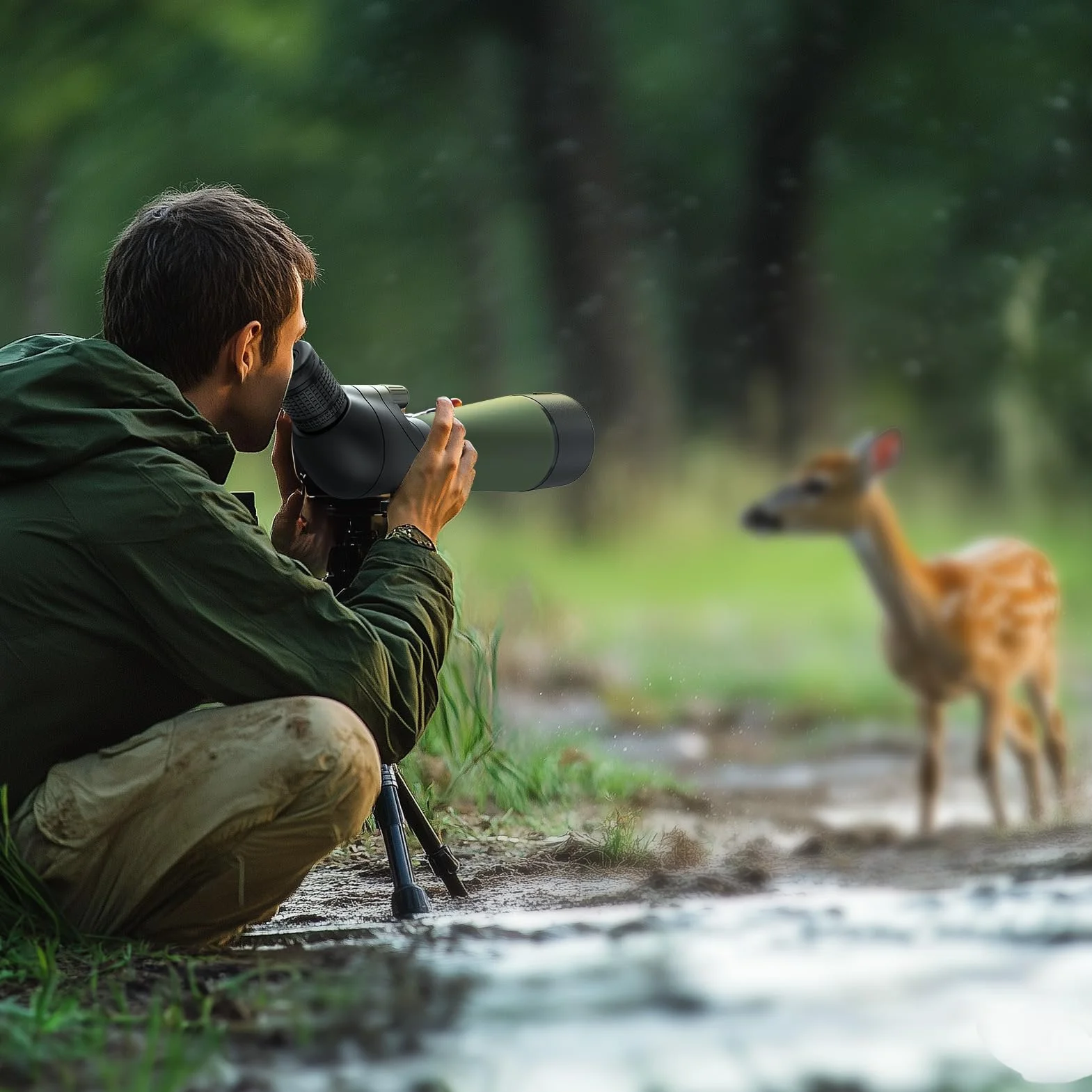 Gosky Cannocchiale da 20 – 60 x 80 cm, con treppiede, borsa per il trasporto e adattatore per smartphone, telescopio angolato BAK4, impermeabile per tiro, caccia, bird watching, paesaggi della fauna