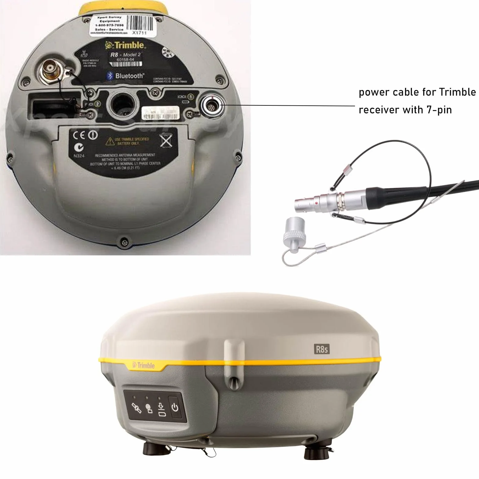 HangTon Cavo di alimentazione 12 V per Trimble GPS RTK 4700 4800 5700 5800 R6 R7 R8 R10 SPS 7 pin a clip