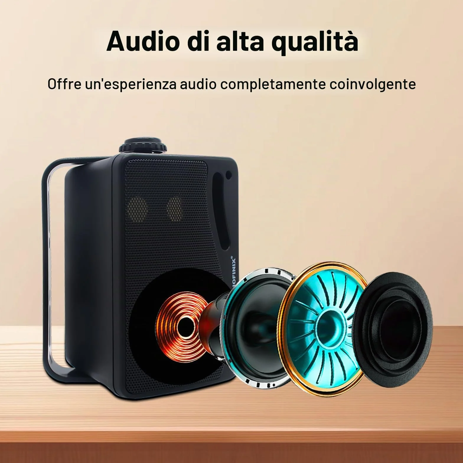 STUDIOFINIX Altoparlanti Bluetooth 200W 3 Vie 3,5 Pollici Impermeabili Marine con Montaggio a Parete Nero