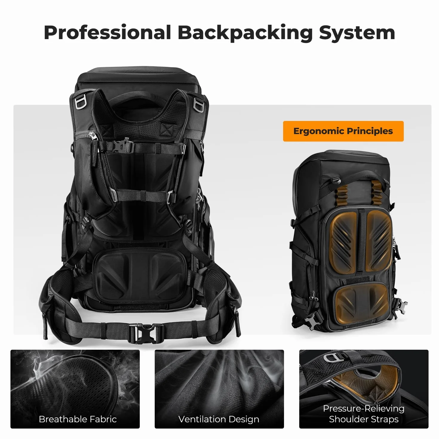 K&F CONCEPT Zaino per fotocamera, zaino da viaggio all'aperto di grande professtional splashproof Borsa a tracolla multifunzionale per Macchine fotografiche, obiettivo, treppiede, laptop, drone