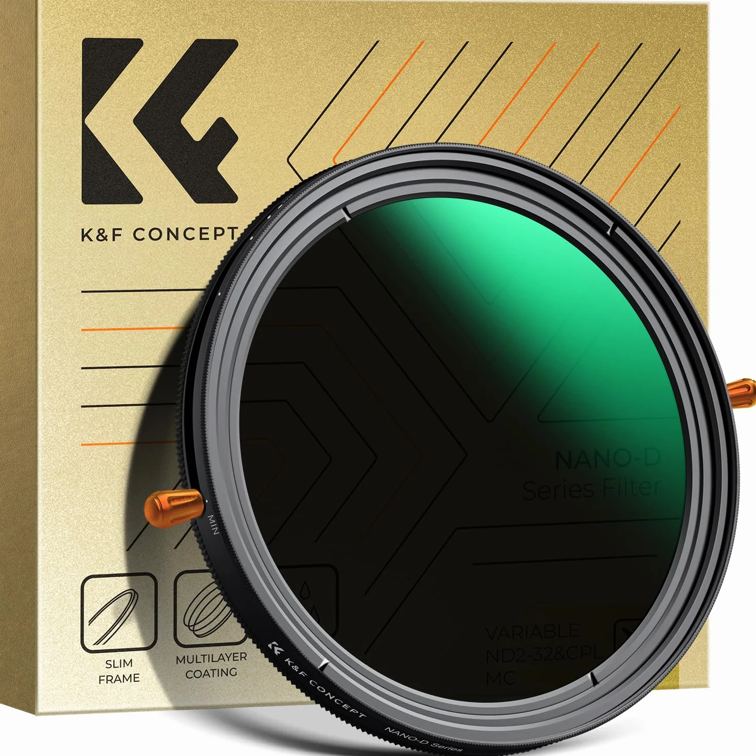 K&F CONCEPT 49mm Filtro Variabile ND2-32 & Polarizzatore 2 In 1, Filtro Densità Neutra ND2-32 & CPL in Vetro Ottico 24 Strati Nano Rivestimento (Nano-D Serie)