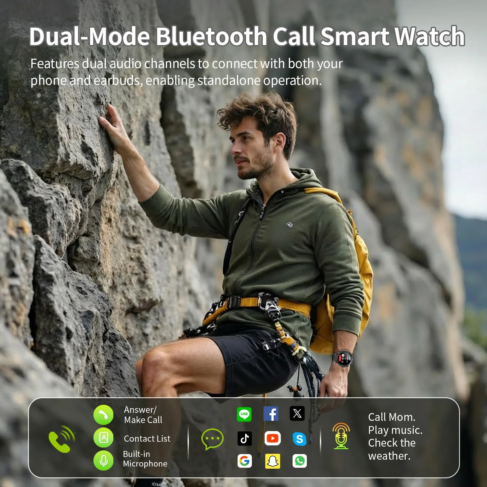 Smartwatch Uomo Militare, Orologio Smartwatch 1.43" con Chiamate Bluetooth, 100+ Modalità Sportive, Batteria 1000 mAh, Monitoraggio Sonno e Cardiofrequenzimetro, Torcia e Bussola per IOS/Android