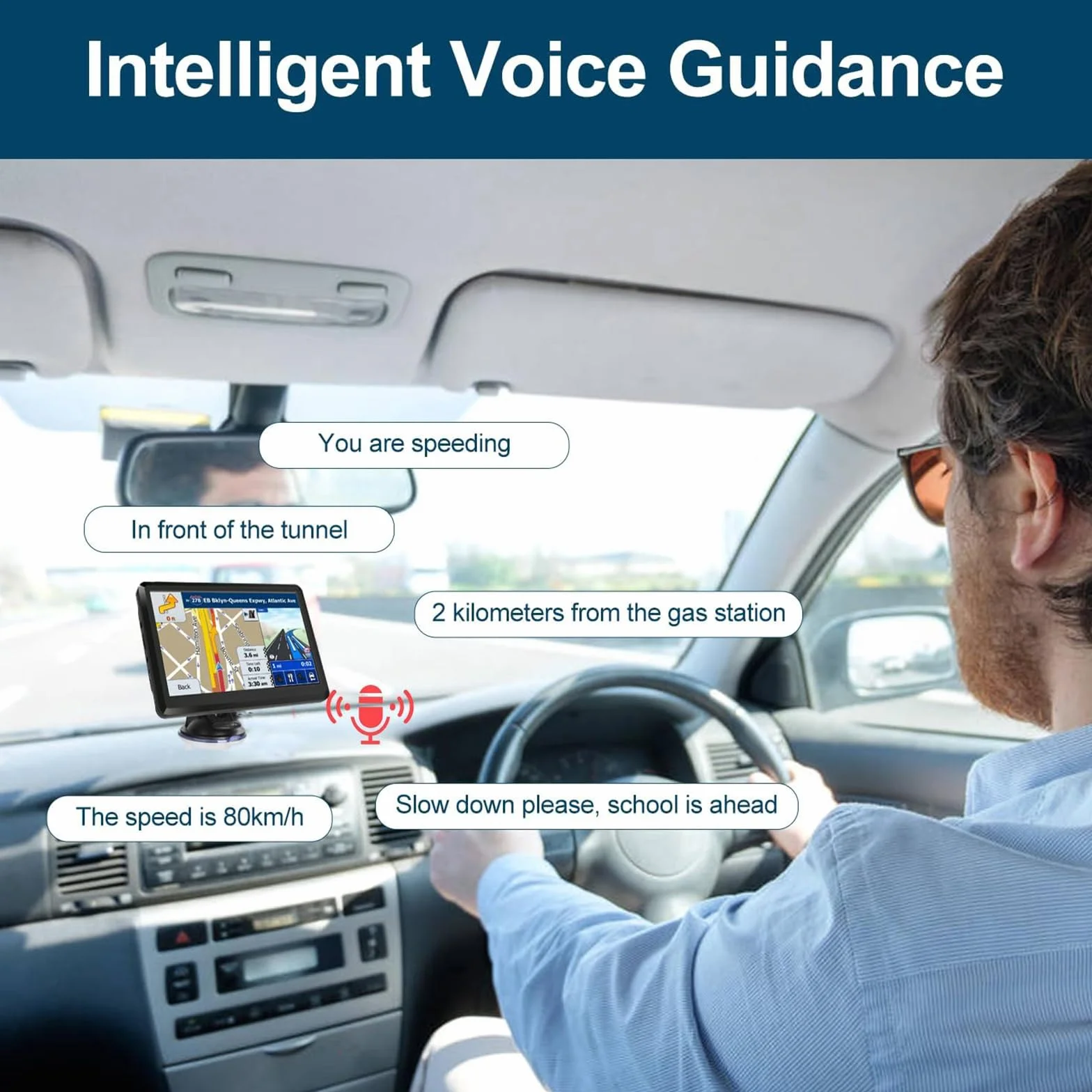 GPS Bluetooth Navigatore Satellitare per Auto, 7 Pollici 2023 Navigatore Satellitare per Camion con Bluetooth, Avviso Traffico Vocale, Aggiornamenti Gratuiti Delle Europa Mappa a vita
