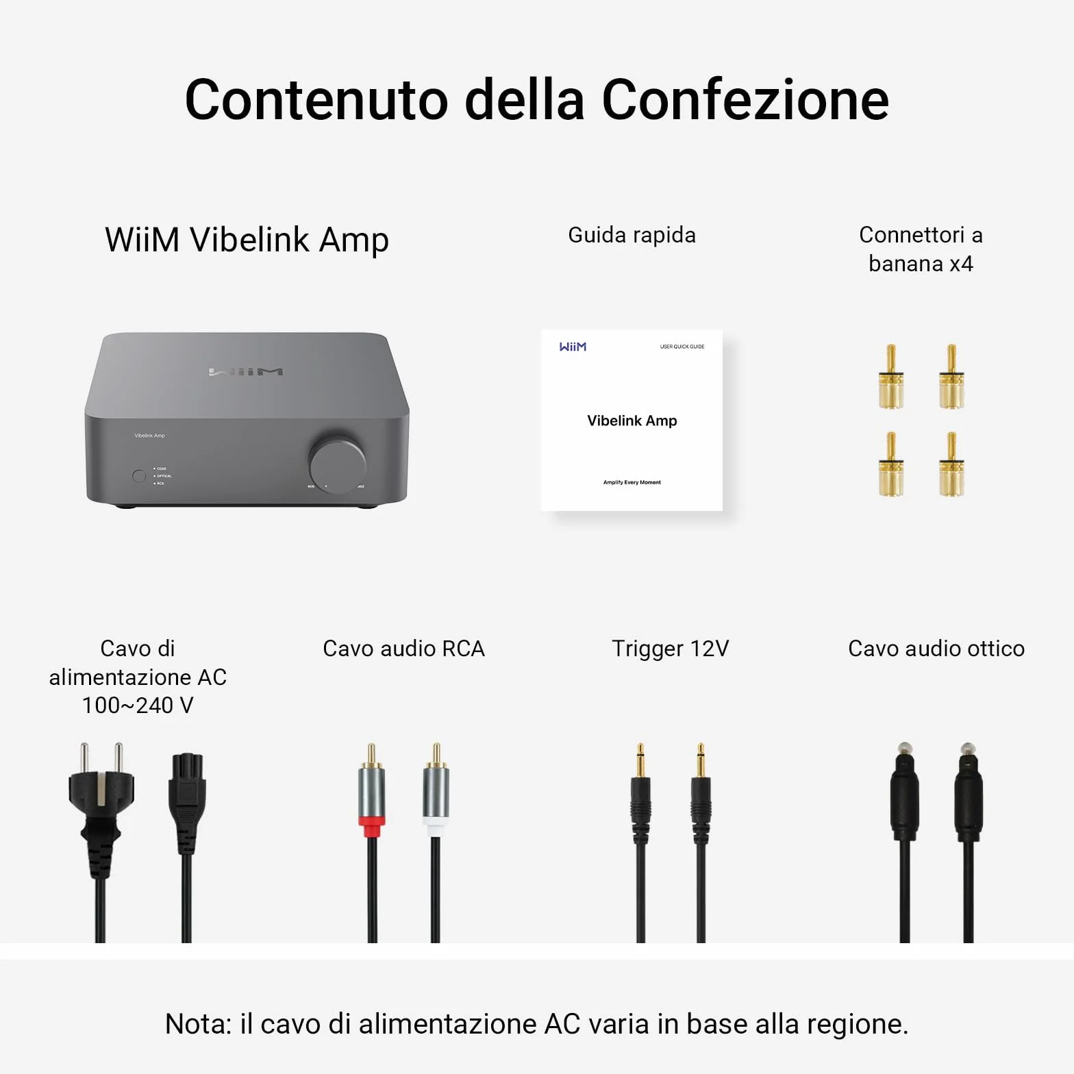 WiiM Vibelink Amp | Amplificatore di Potenza da 100W con DAC ESS 9039Q2M e TI TPA3255 | Compatibile con WiiM Mini, Pro, Pro Plus e Ultra | Ingressi RCA, Coassiale e Ottico | Grigio Spaziale
