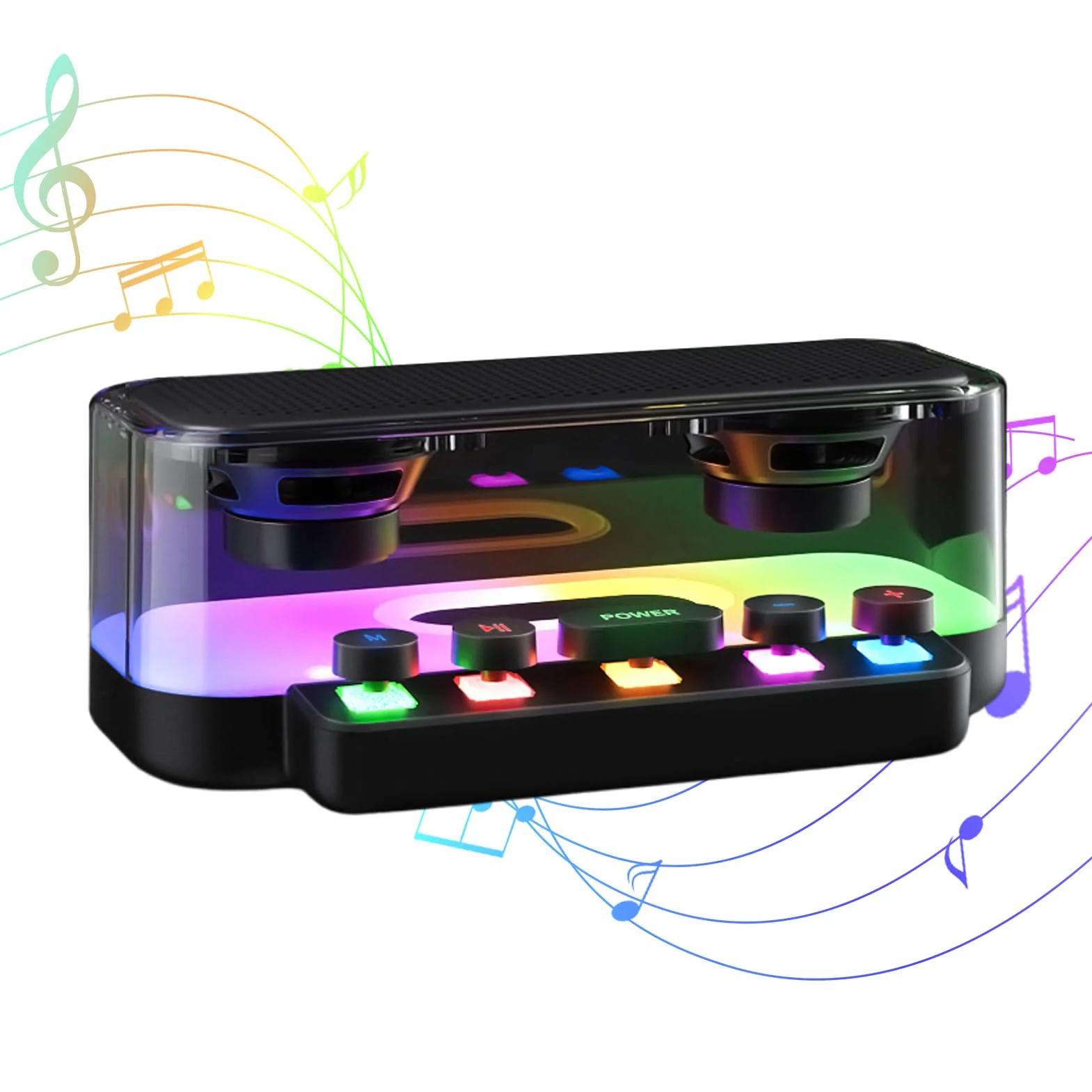 Altoparlante wireless, illuminazione punk RGB, 20 x 11,5 x 8 cm, lettore volume forte, dispositivo musicale meccanico, decorazione per la casa, per uso in cucina, ufficio, audio interno, ABS