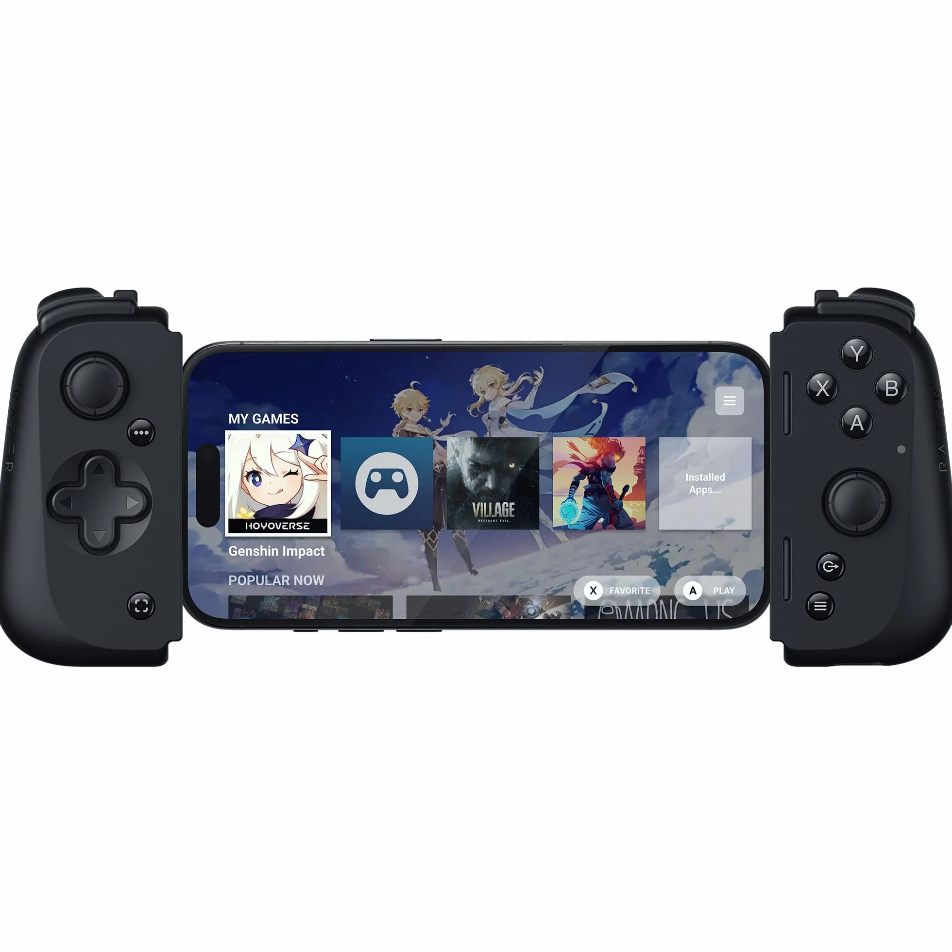 Razer Kishi V2 - Controller di gioco mobile USB-C per iPhone e Android (pulsanti d'azione mecha-tattili, D-Pad, stick analogici, jack audio da 3,5 mm, bassa latenza, RGB) Nero