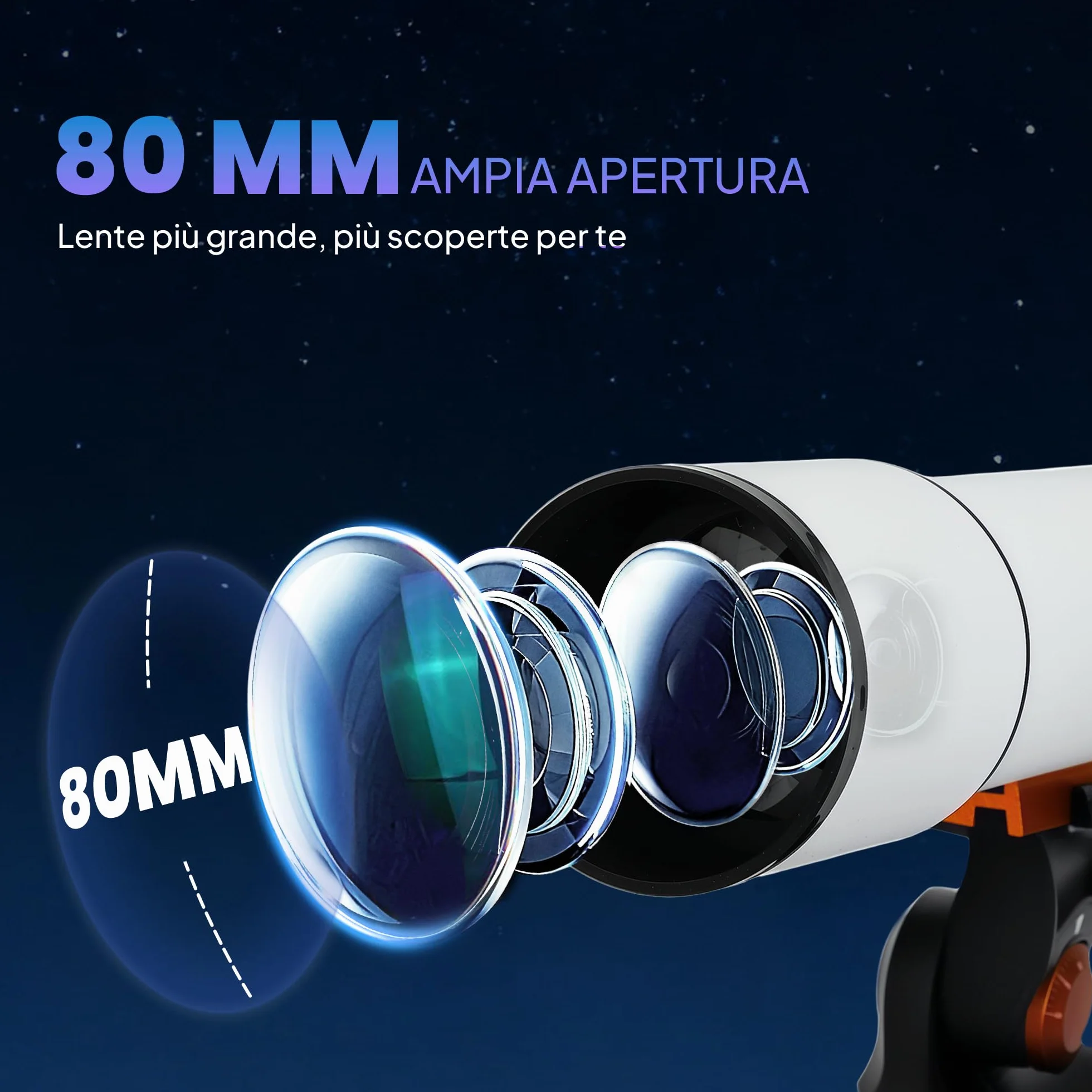 Outsunny Telescopio Astronomico con 80mm Apertura/500mm, 40X/16X Telescopio Rifrattore Portatile con Adattatore Telefono, Borsa da trasporto, Treppiede Regolabile in Altezza per Adulti, Bianco e Nero