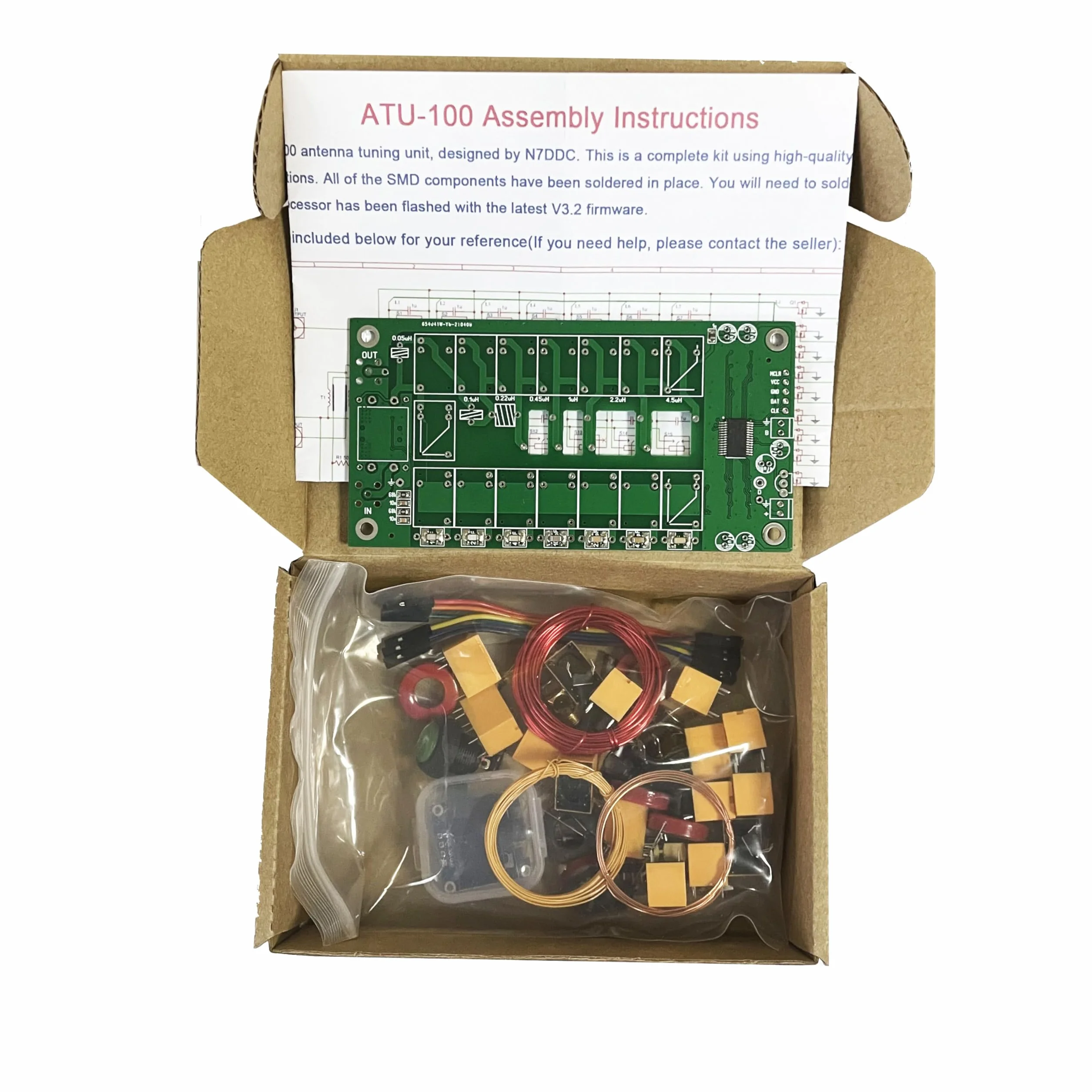 ATU-100 Antenna Tuner DIY Kit 1.8-50 MHz N7DDC Automatic Antenna Tuner 0.96" OLED SMT Soldered Chip 3.2 Firmware Unassembled
