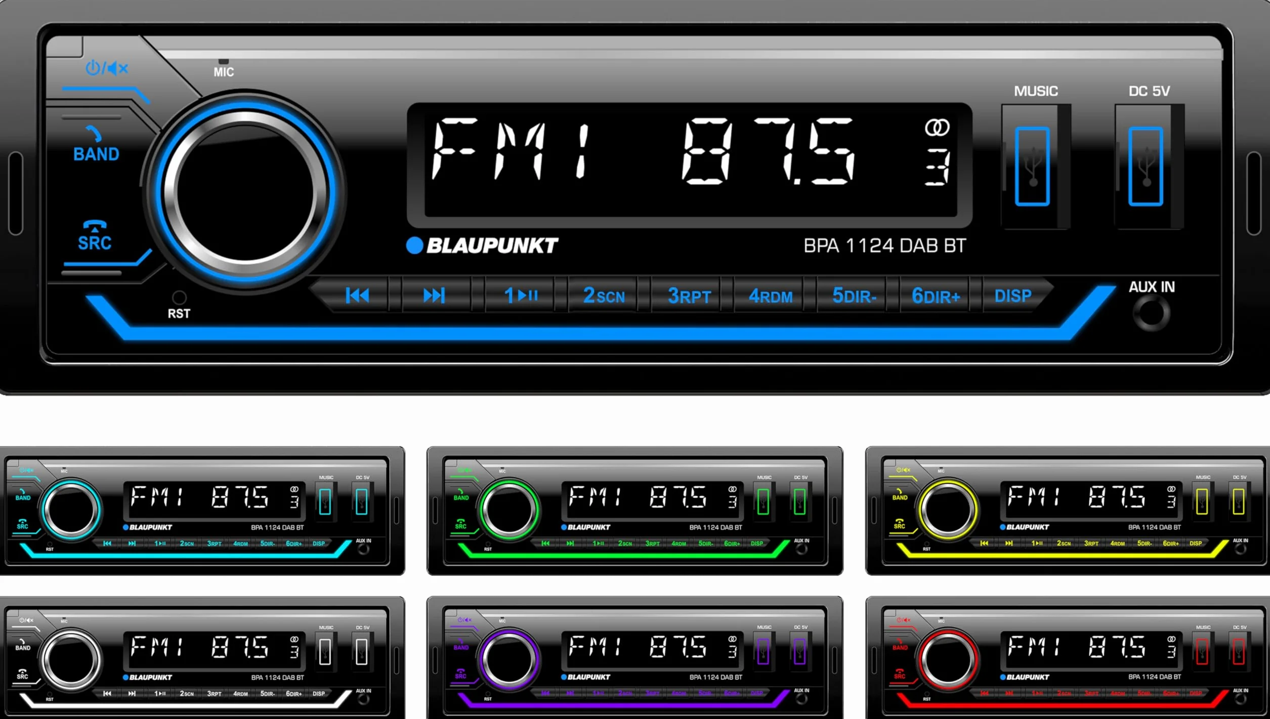Blaupunkt BPA1124BT Autoradio multicolore con Dab+, RDS, Bluetooth, 2 x USB
