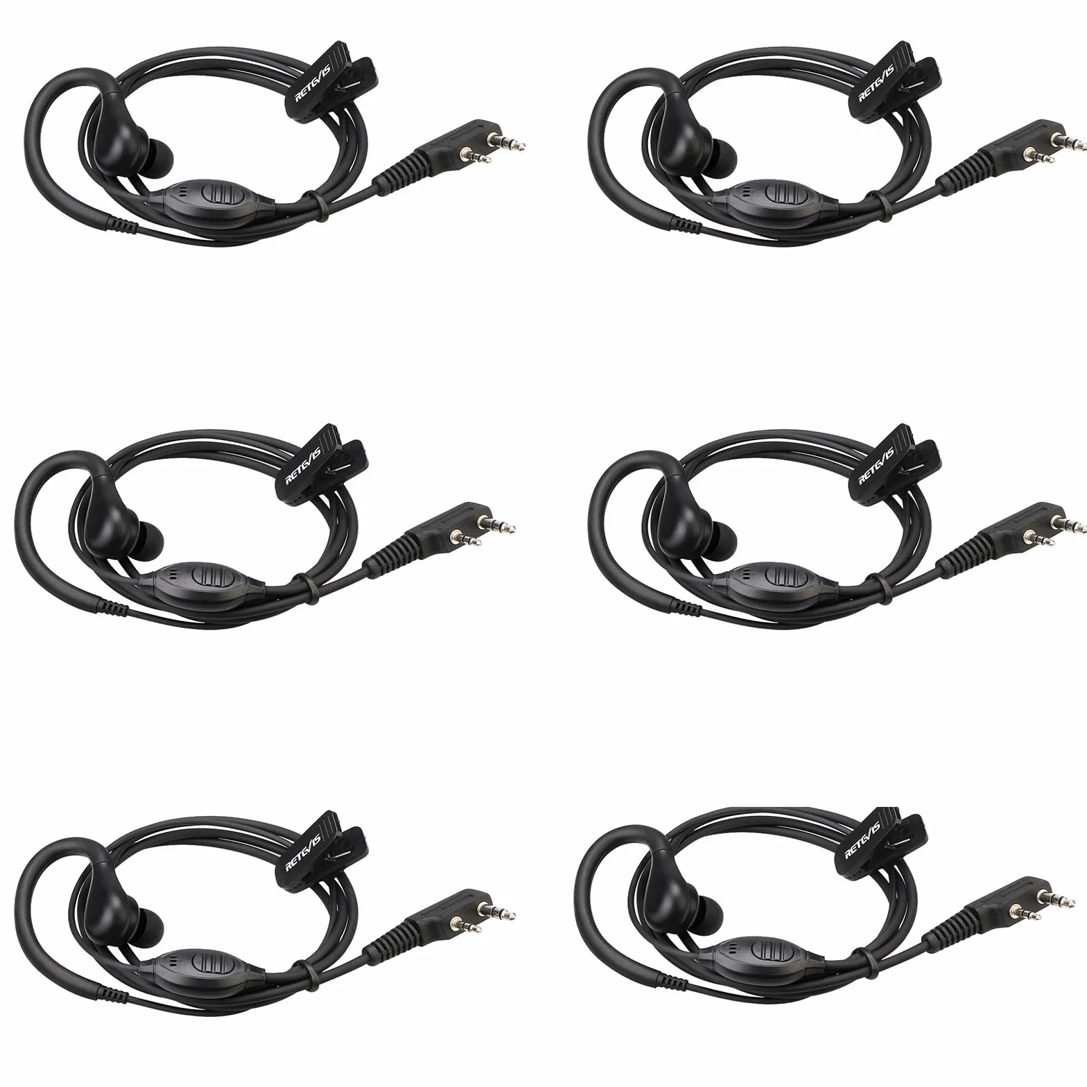 Retevis RT622 Walkie Talkie Auricolare, 2 pin, Compatibile RT24 RT27 RT28 RT619 eSynic UV-5R BF-88E BaoFeng BF-888S Kenwood, Curvetta Suricolare, Suricolare di Sicurezza (1 Pezzi)