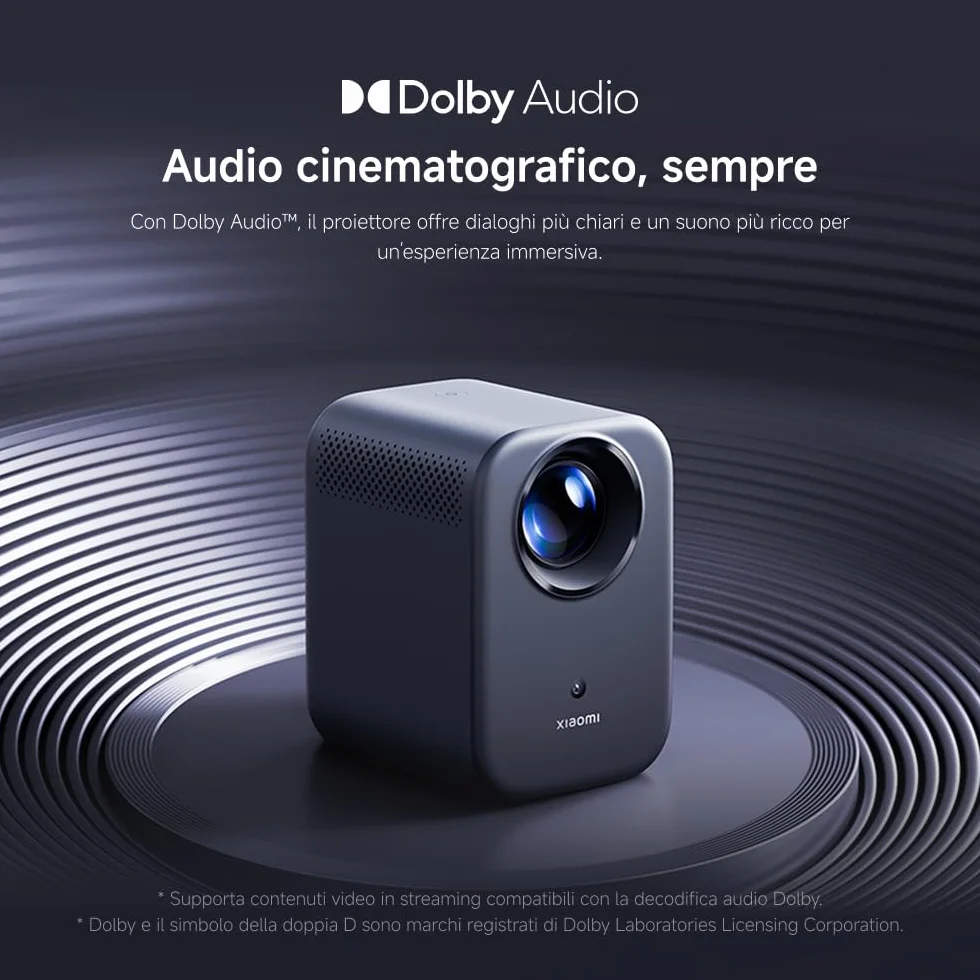 Xiaomi L1 Proiettore Intelligente 1080P con Google TV & Netflix, Proiettore Portatile Home Cinema, Autofocus & Keystone, HDR10/HLG, Schermo 120", WiFi 5G Bluetooth, Audio Dolby