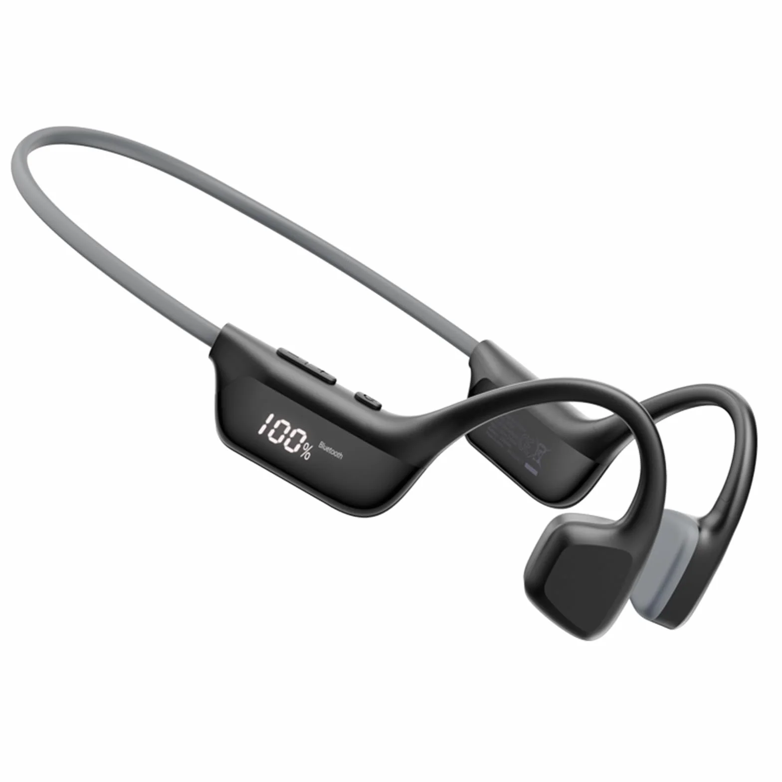 Bone Beat Run Digital Cuffie Conduzione Ossea Wireless, Auricolari Sportive Bluetooth Impermeabili con Display LED, Batteria 9 Ore, BT 6.0 per Corsa Palestra Outdoor - Nero