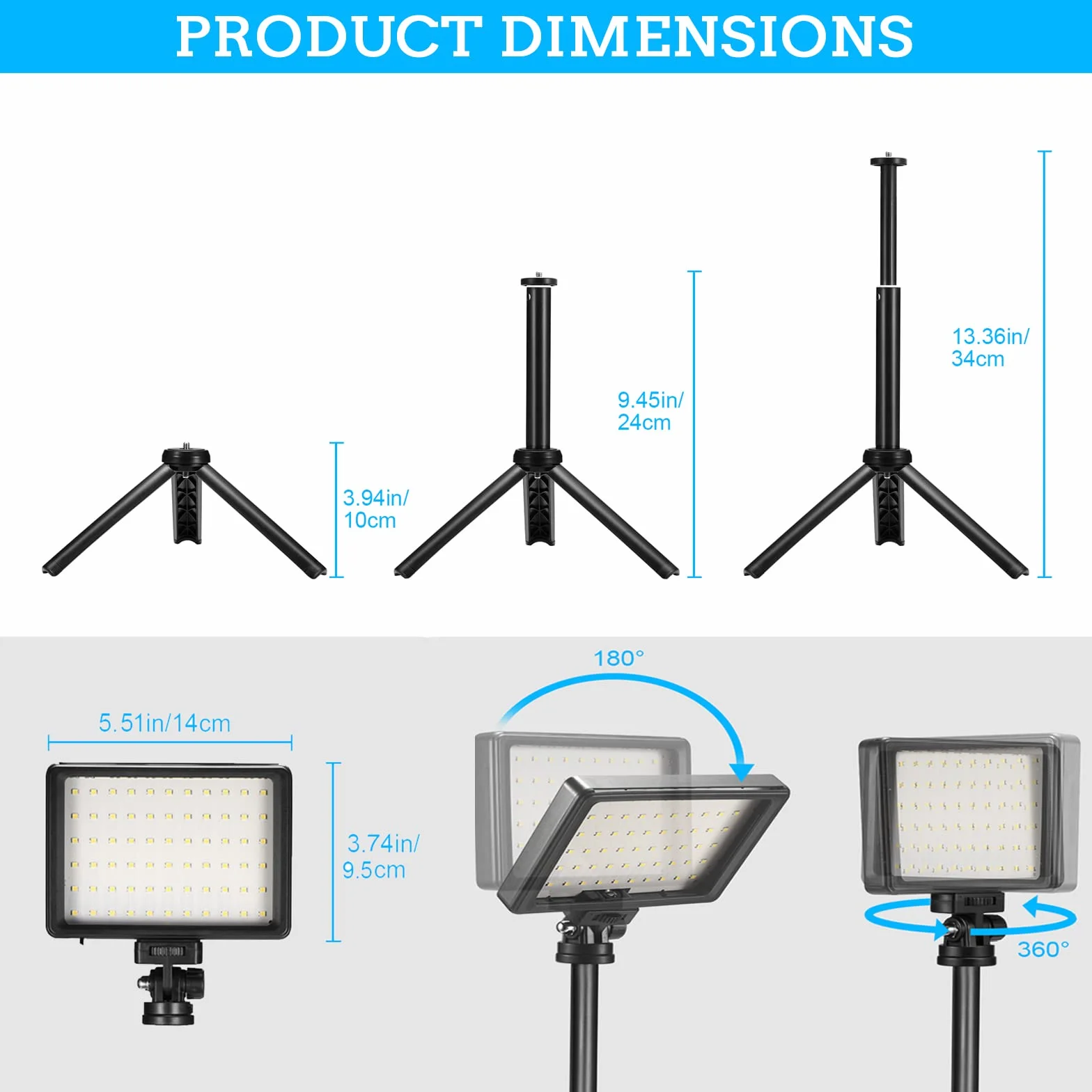 LED Luce Video 2-Pack, Luci Fotografiche USB 5600K Dimmerabile con Mini Treppiede e Filtri Colorati per Studi Fotografici, Riprese da Piccoli Angoli, Registrazione Video, Streaming di Giochi