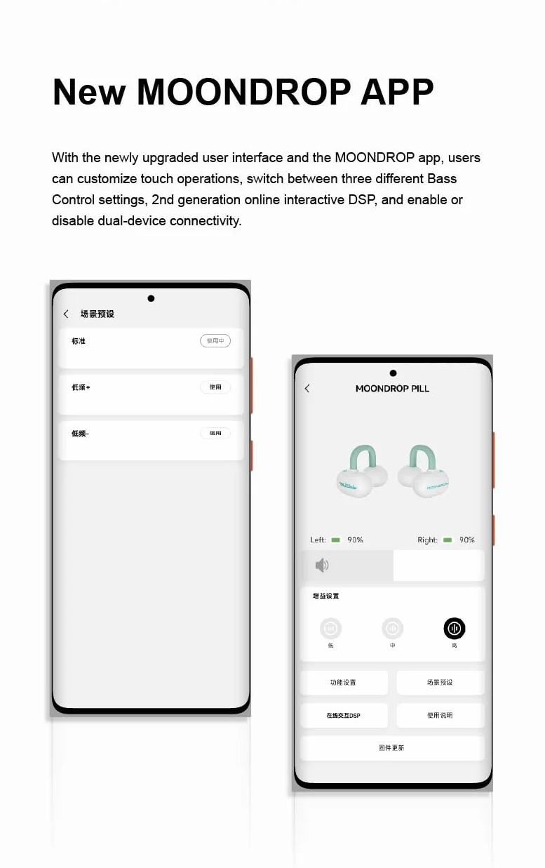Moondrop Pill Open Ear Cuffie Bluetooth 6.0 OWS Appese Auricolari IPX4 Open Ear Clip Auricolari Wireless Built-in AI ENC MD-0WS-003 (nero)