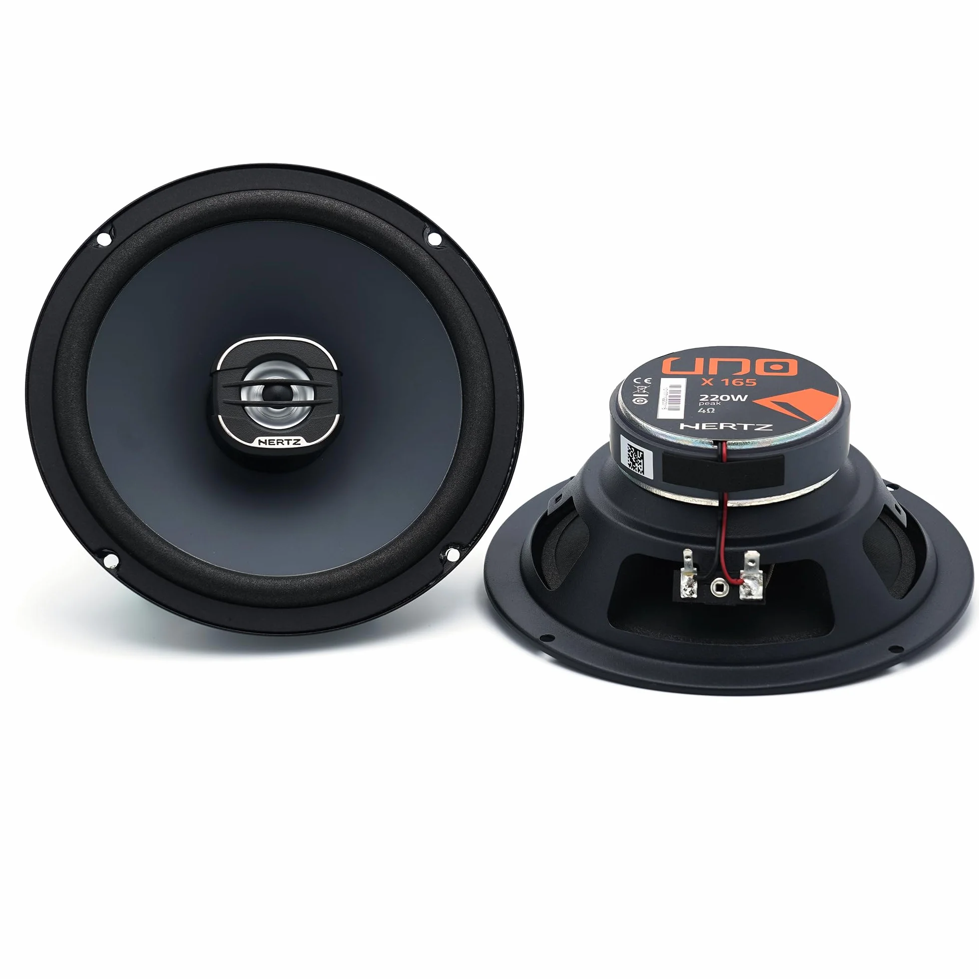 Hertz X 165 – Coppia di Altoparlanti Coassiali 2 Vie da 165 mm, 220W Peak, 55W RMS, 4 Ohm, Cono in Carta Pressata Idrorepellente, Tweeter in PEI da 24 mm, Installazione DIN Facile