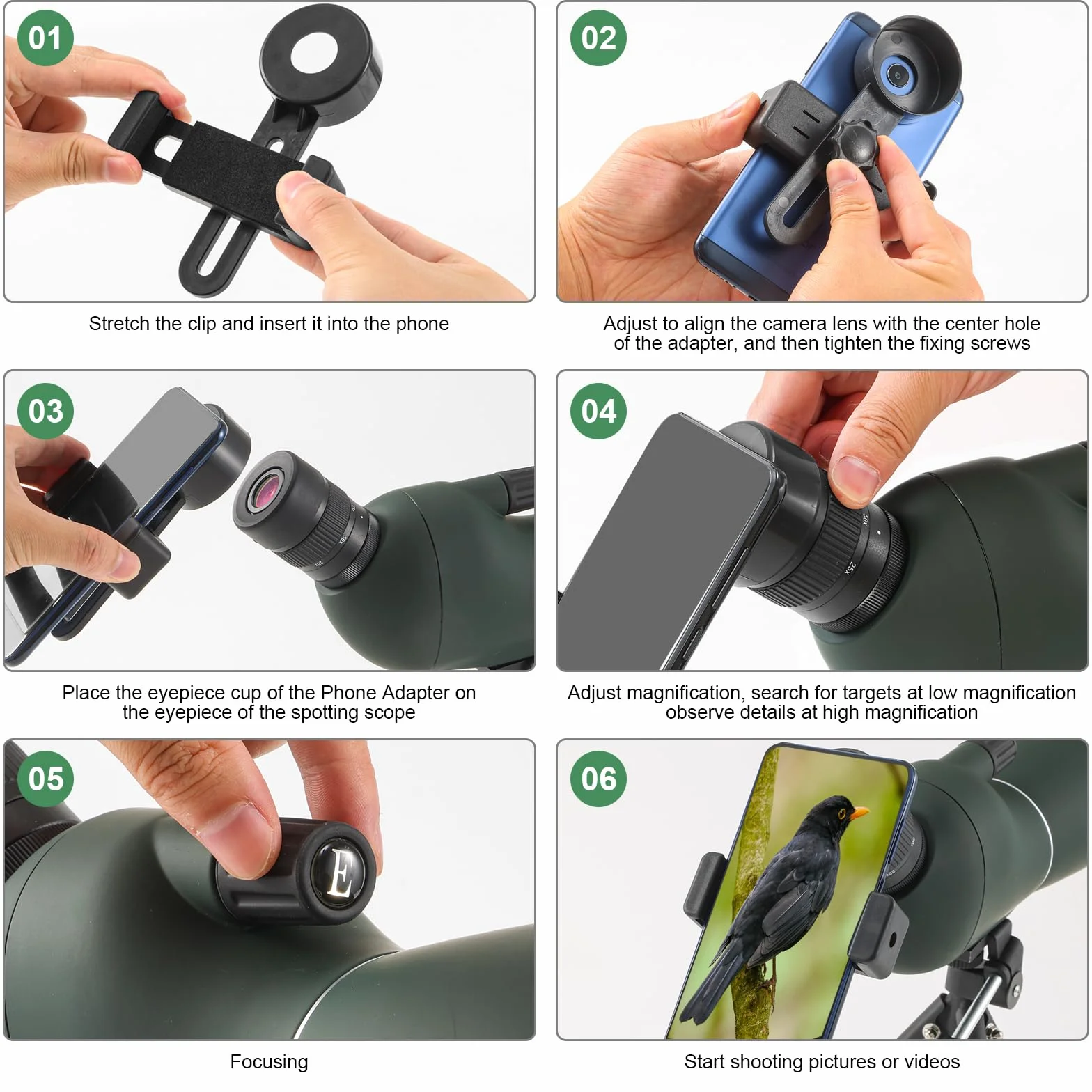 Cannocchiale con Treppiede, 25-75x70 Telescopio Spotting Scope, FMC Ottica Bak4 Prisma HD Cannocchiale con Smartphone Treppiedi con Smartphone Adapter per Tiro a Segno, Birdwatching