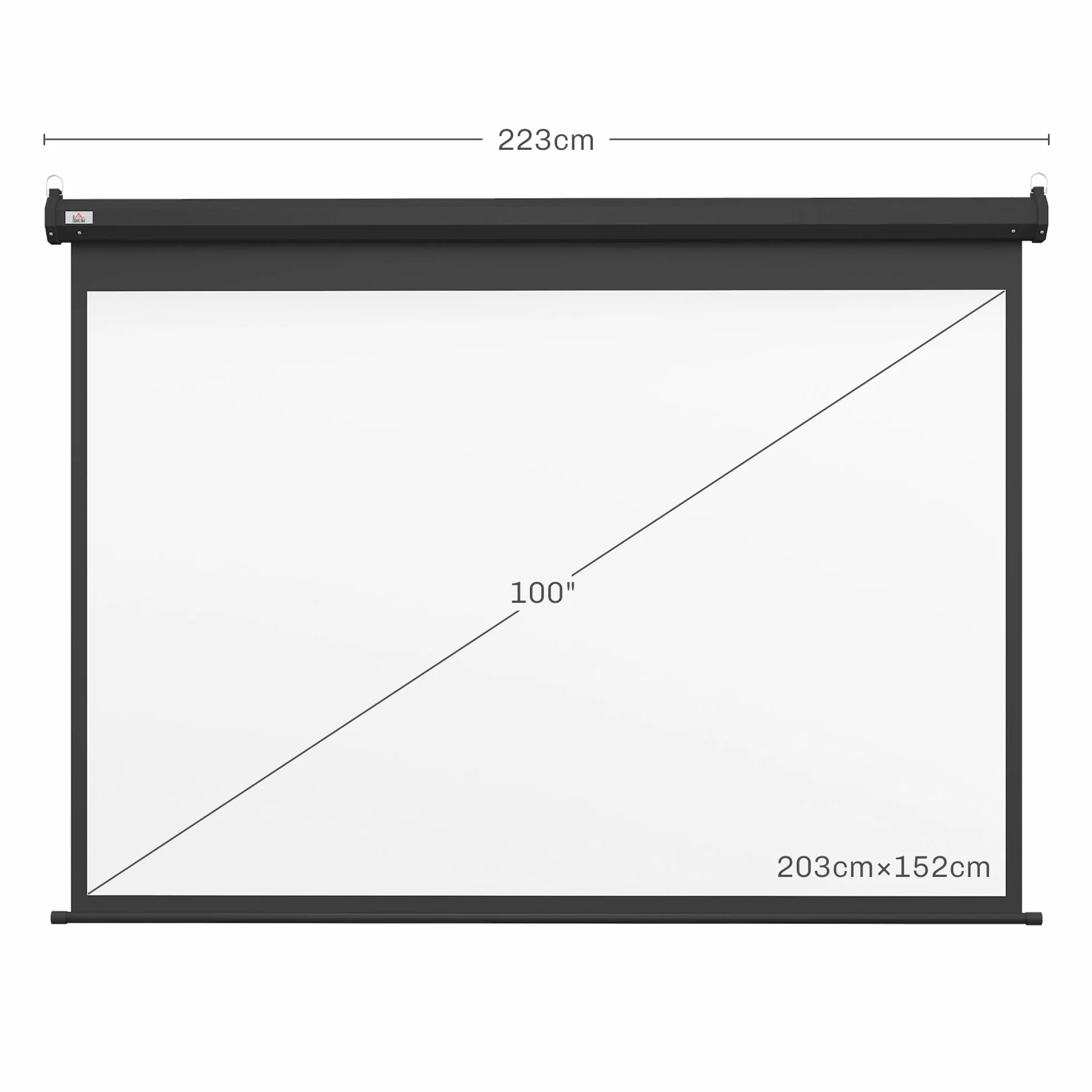 HOMCOM Telo Proiettore Motorizzato da 100 Pollici 4K HD Formato 4:3, Schermo Proiettore Motorizzato Elettrico Antirughe con Telecomando, Telo Videoproiettore per Casa, Cinema, Ufficio, Home, Nero