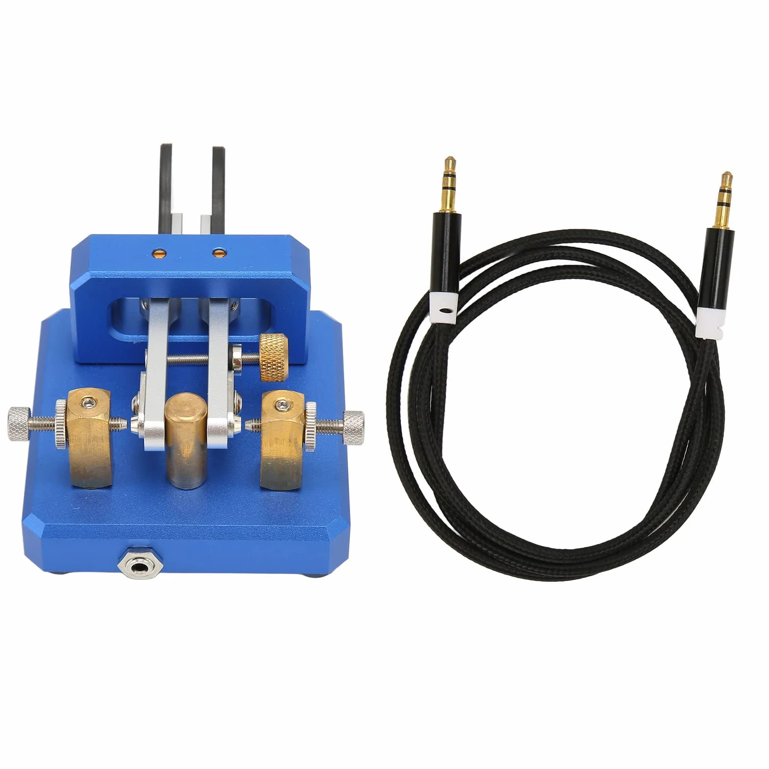 Lambic Double Paddle Morse Code Key, Portable CW Telegraph Key for Camping Indoor (Blu scuro)