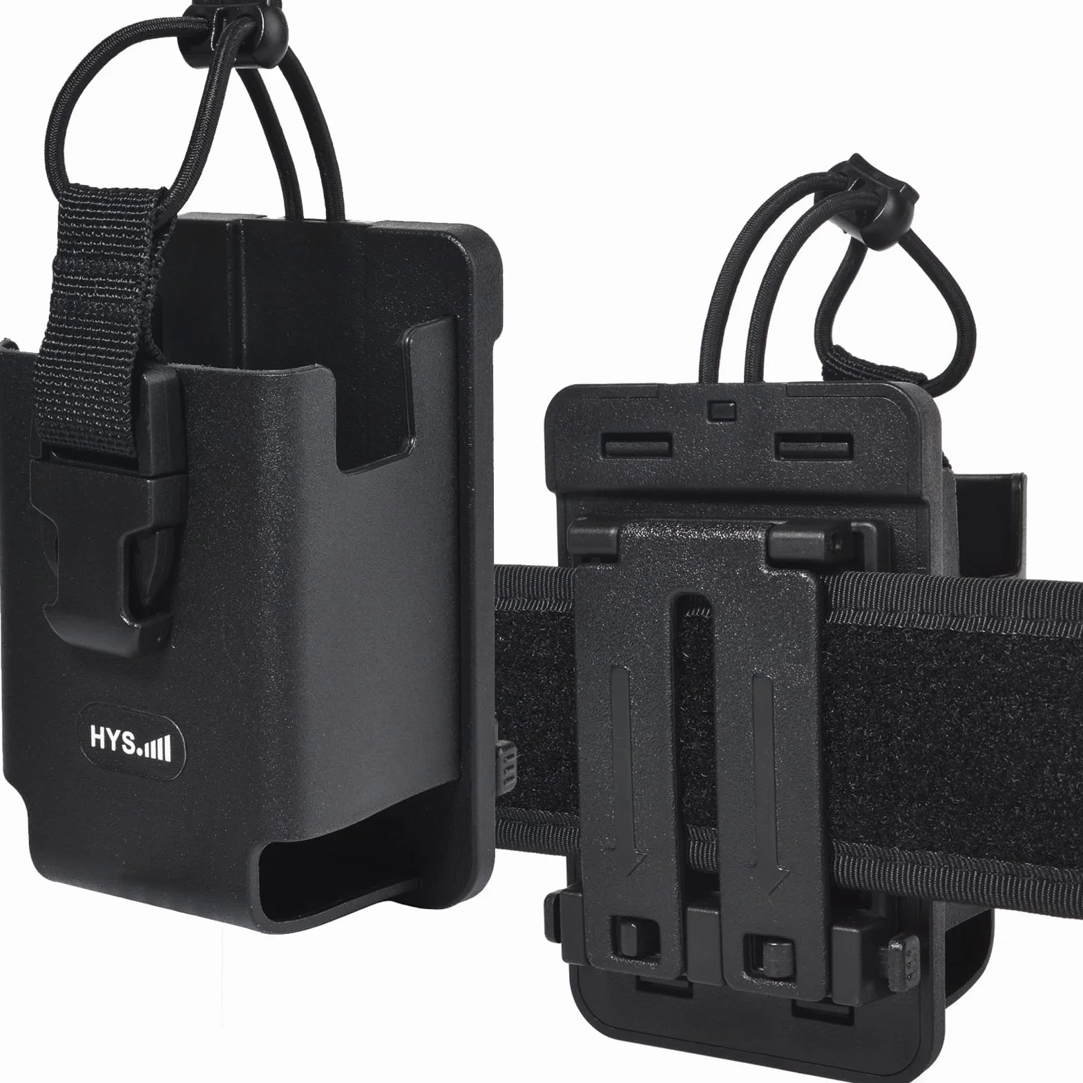 HYS Custodia per walkie talkie in pelle TPU, compatibile con Motorola Hytera Kenwood Baofeng QuanshengBelt Holster,ABS Molle System Clip