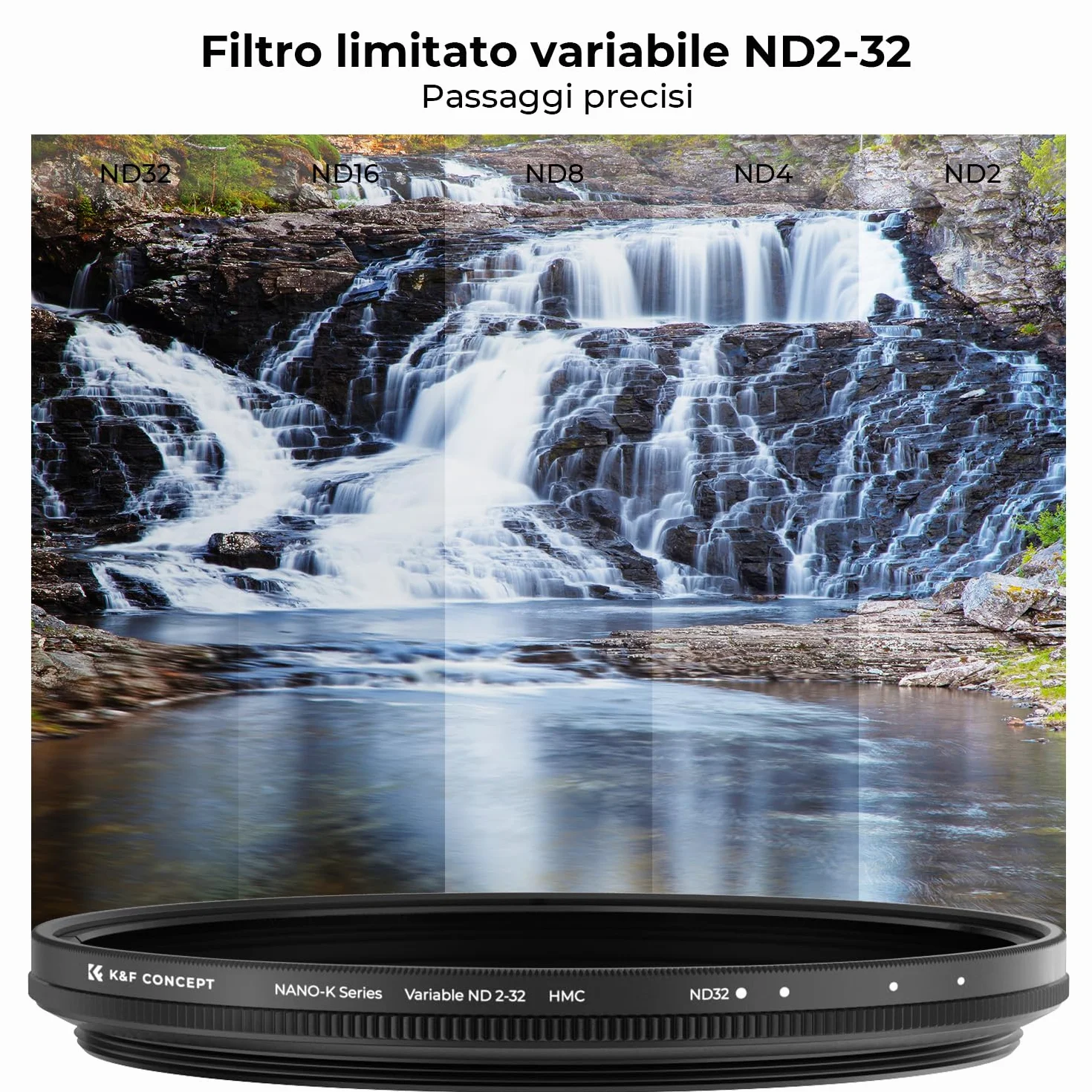 K&F CONCEPT Filtro Variabile ND2-32 (1-5 Stops) Filtro Densità Neutra di Vetro Ottico per Obiettivi 77mm con 3 Pezzi di Panno per Pulizia(Serie Nano-K)