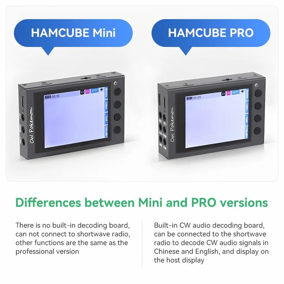 Hamcube, Mini CW Trainer con display per esercitazioni telegrafiche, per l'invio di codice Morse, per l'invio di copia e decodifica (Pro)