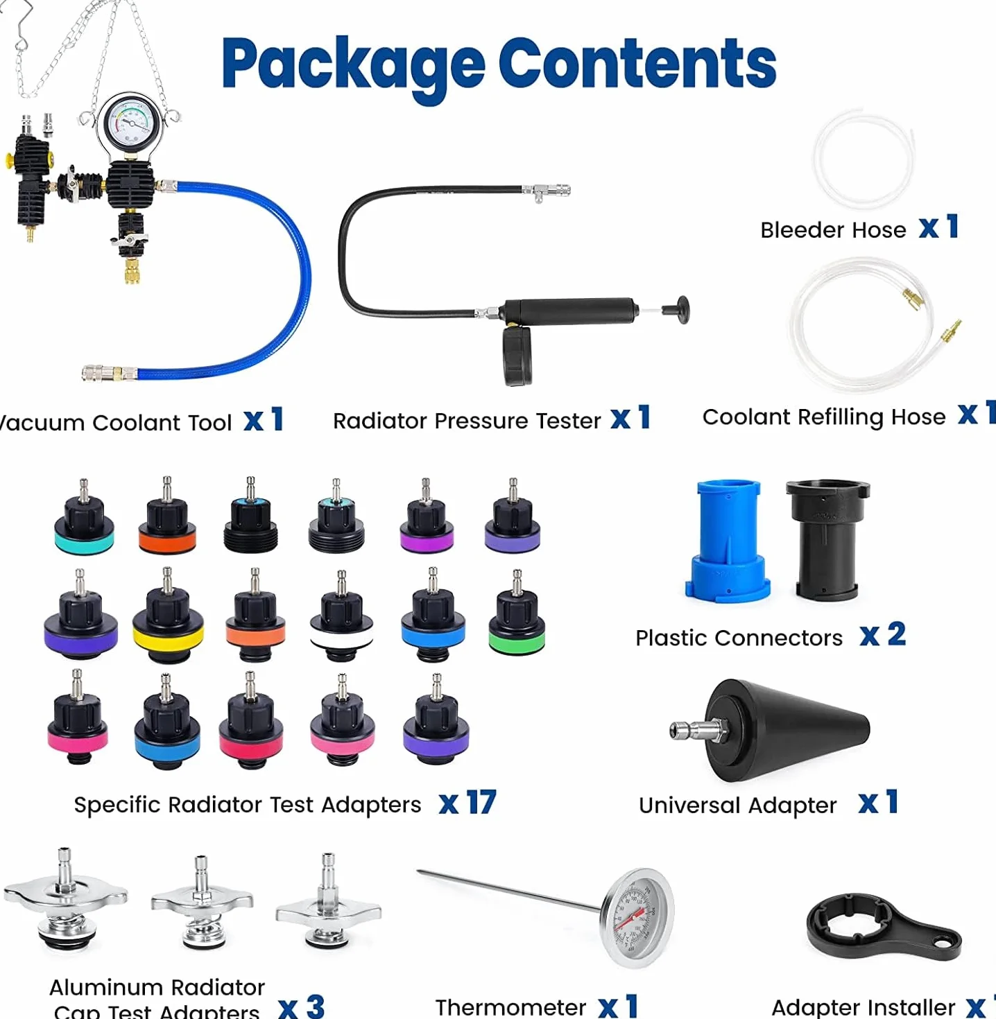 Kit tester pressione liquido raffreddamento radiatore 28 pezzi perdite sistema strumento ricarica sottovuoto