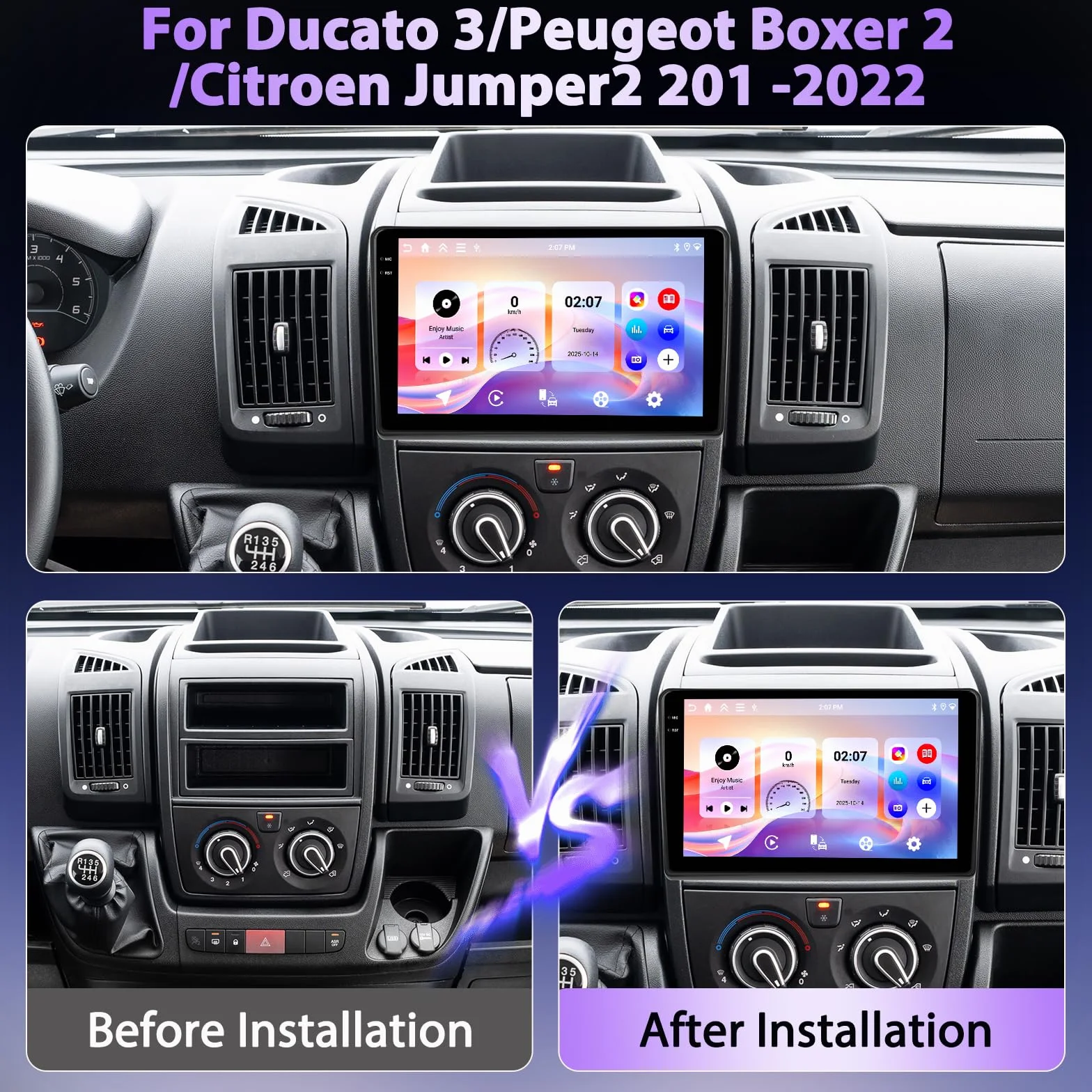 Android Per Ducato 3 Peugeot Boxer 2 Citroen Jumper 2 2011-2022,4+64G 9 Pollici 1280P Touchscreen In-Cell Autoradio,Apple Carplay Android Auto GPS Bluetooth WiFi FM/RDS 2USB,Supporta DAB+OBD2