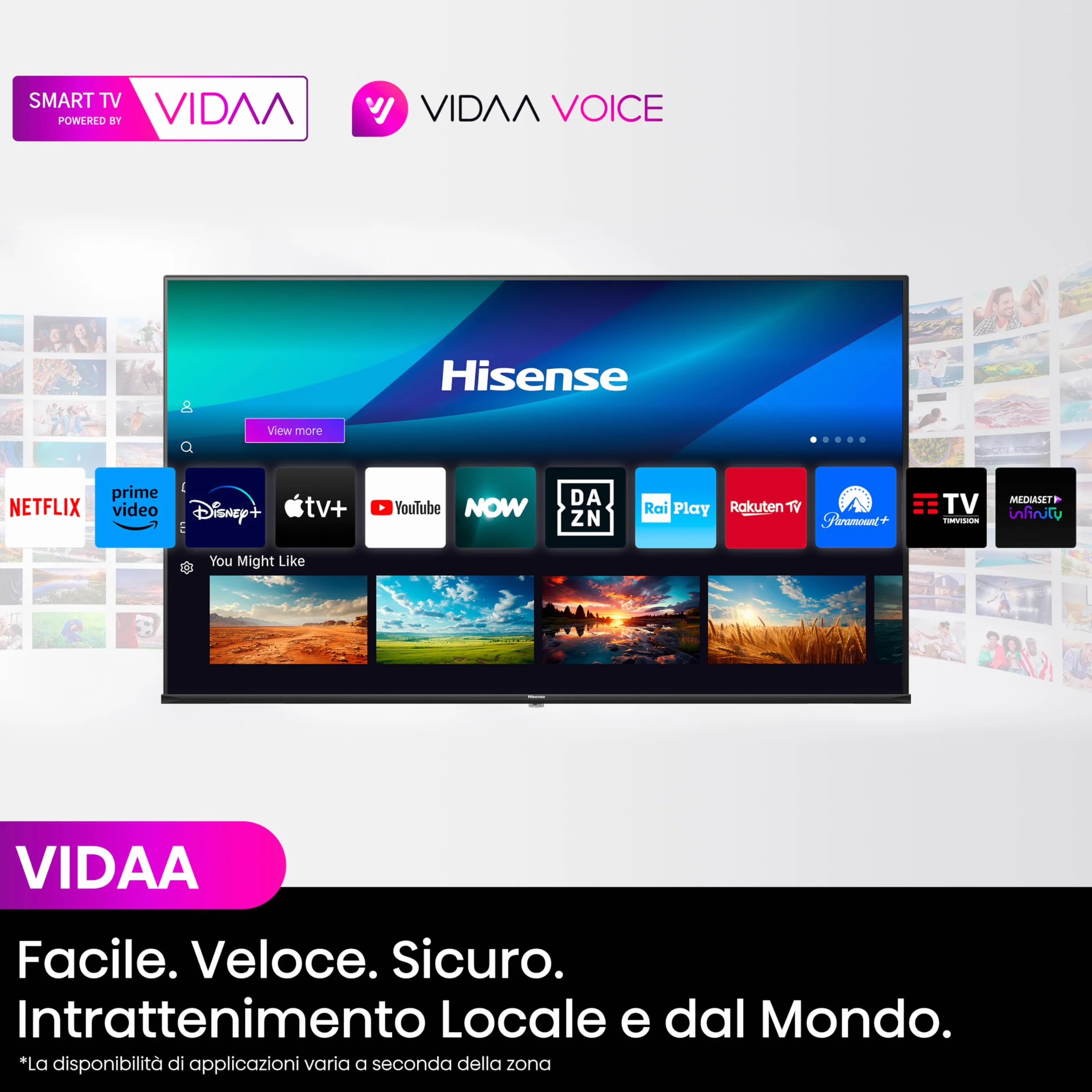 Hisense TV 43" QLED 4K 43E77NQ, Smart TV VIDAA U7, Dolby Vision, HDR 10+, Game Mode Plus, Dolby Atmos, Alexa Built-in, VIDAA Voice, Tuner DVB-T2/S2 HEVC 10, lativù 4K