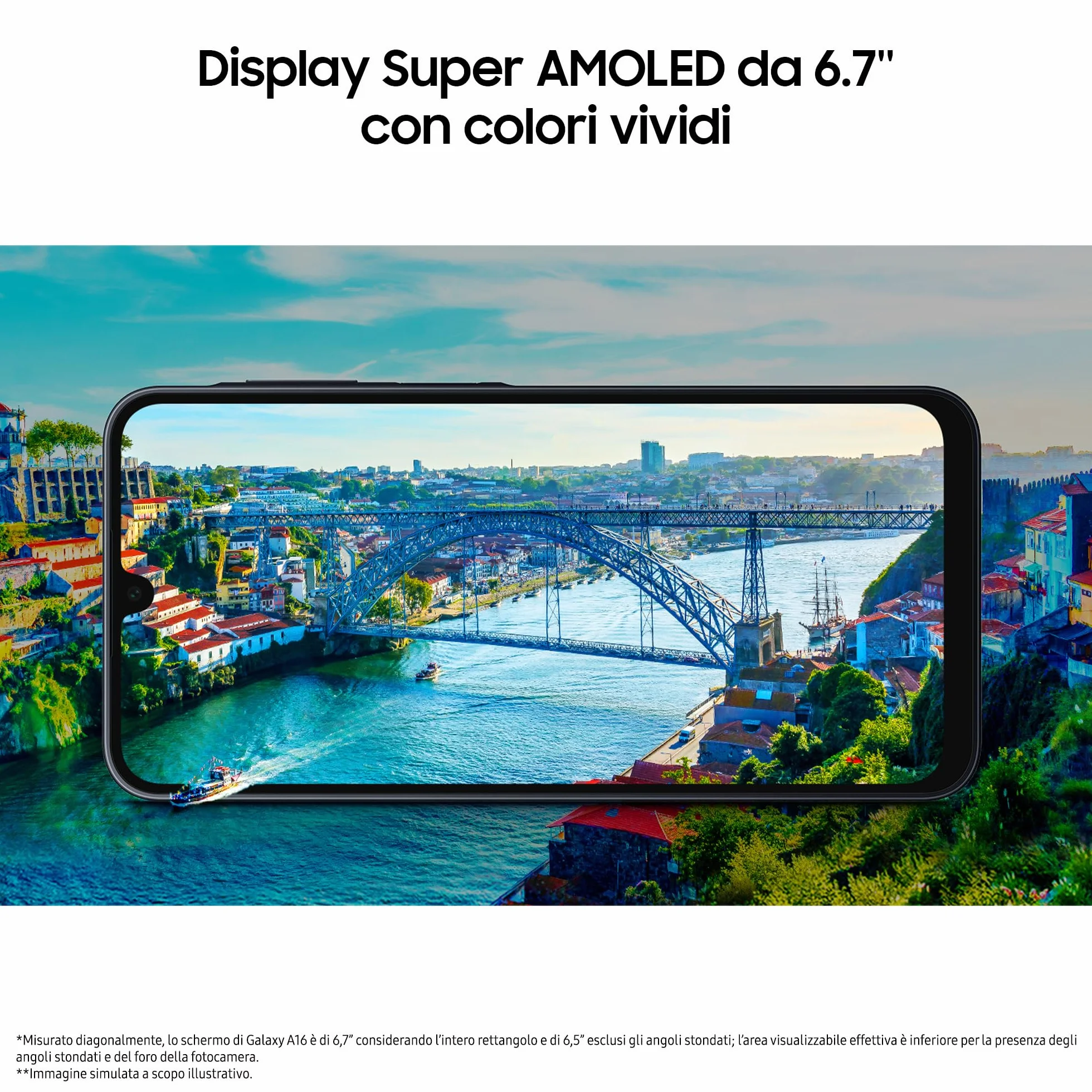 Samsung Galaxy A16, 3 anni di Garanzia del produttore, Android 14, Display Super AMOLED 6.7" FHD+, 4GB RAM, 128GB, Batteria 5.000 mAh, IP54, memoria espandibile, Black [Versione Italiana]