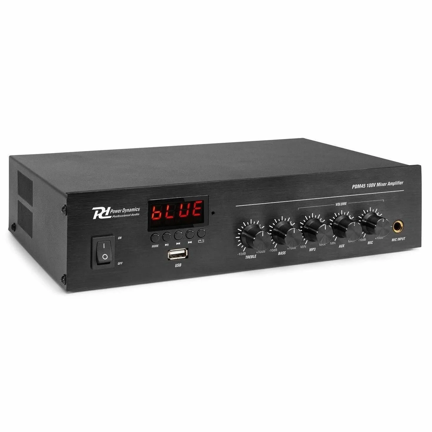 Power Dynamics PDM45 100V versterker 45W met Bluetooth, mp3 speler en radio