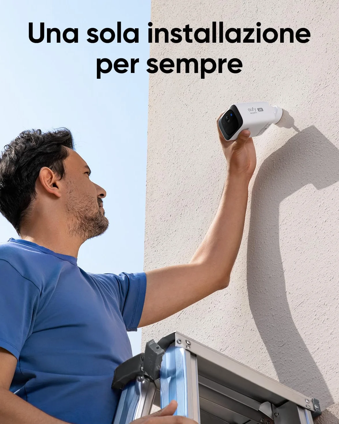 eufy Security telecamera wi-fi esterno S220 SoloCam 2-Pack, Risoluzione 2K, Forever Power, Telecamera wifi esterno senza fili solare, Wi-Fi 2,4 GHz, 2-Pack+Homebase 3