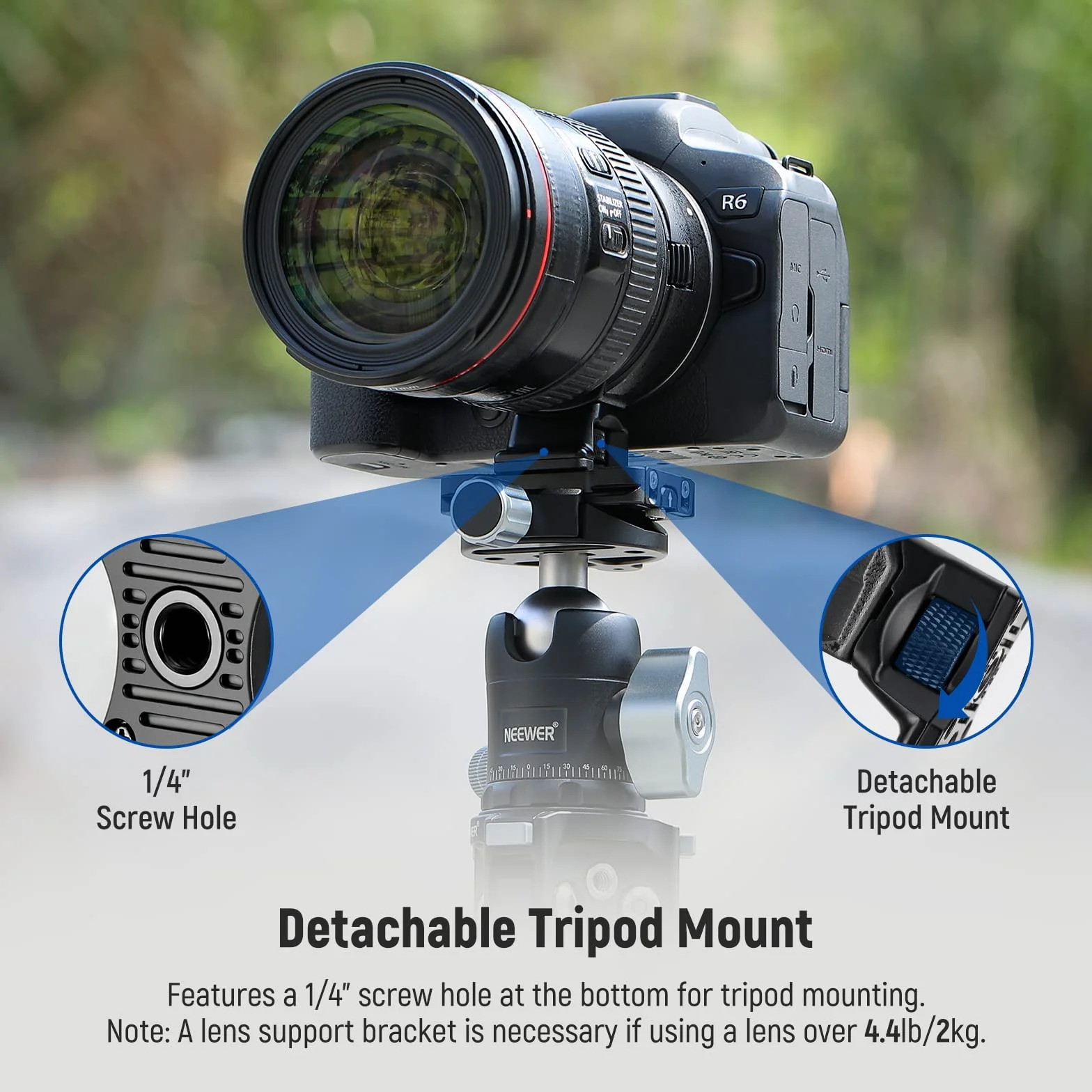 NEEWER Adattatore da EFa EOS R,Anello Convertitore Obiettivo EF/EF-S a Fotocamera con Attacco RF,Autofocus,Compatibile con Canon EOS R Ra RP R6 Mark II R6 R5 R3 R7 R10 R8 R50,Max:4,4lb/2kg,NW-EF-EOSR