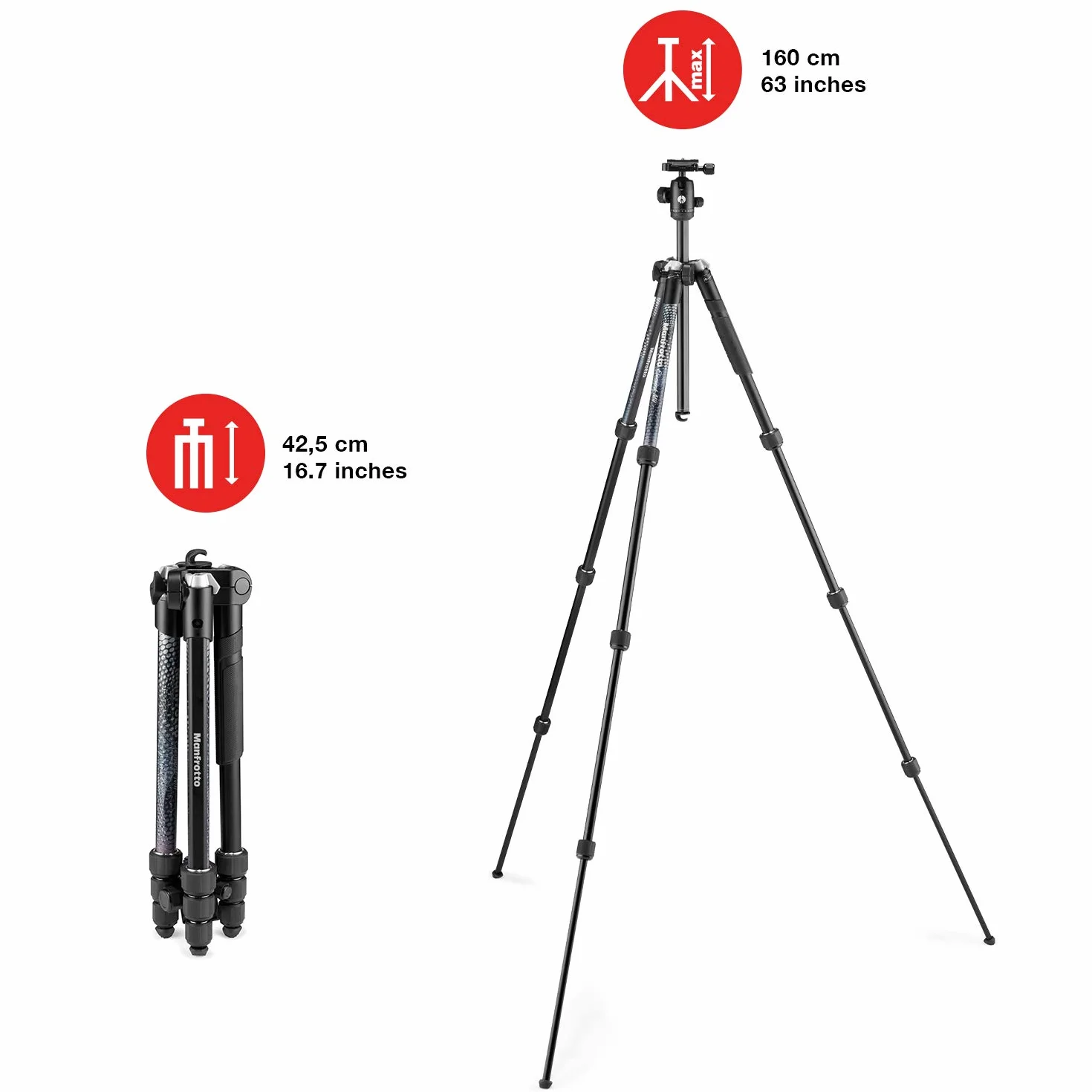 Manfrotto Element MII, Treppiede da Viaggio in Alluminio con Testa a Sfera e Sacca per Trasporto, per Fotocamere Compatte, CSC, DSLR, Accessori Fotografia per Creazione Contenuti, Vlog