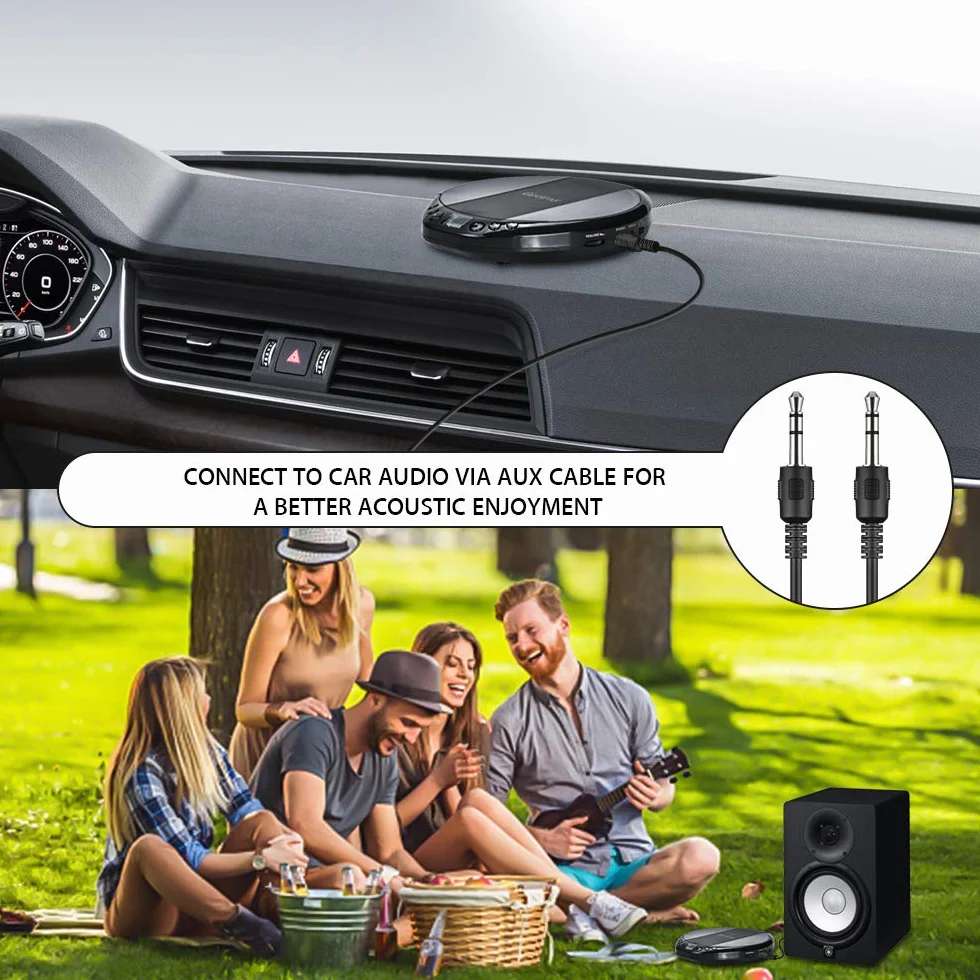 Gueray Lettore CD Portatile Compact Disc Player con Cuffie Aggiornamento Personal CD Music Disc Walkman Player (Nero lettore cd)