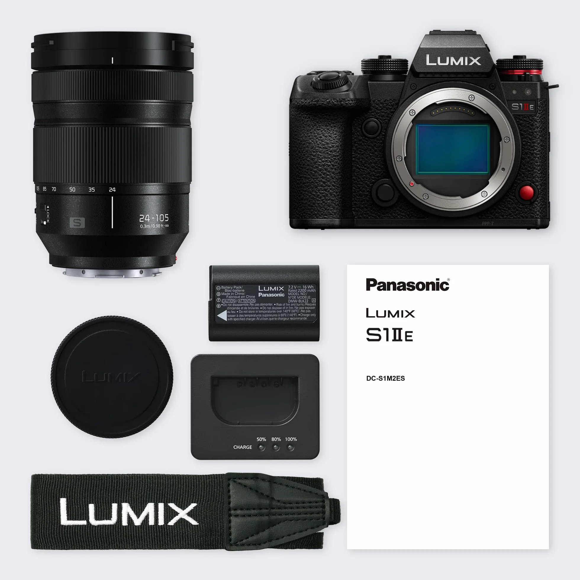 Panasonic LUMIX S1IIE Fotocamera Mirrorless Full Frame, con Obiettivo 24-105 mm F4, 24MP, Cs4K 60p, 6K 30p Open Gate, ProRes RAW, AF di Fase Ibrido, Attacco a L, Nero
