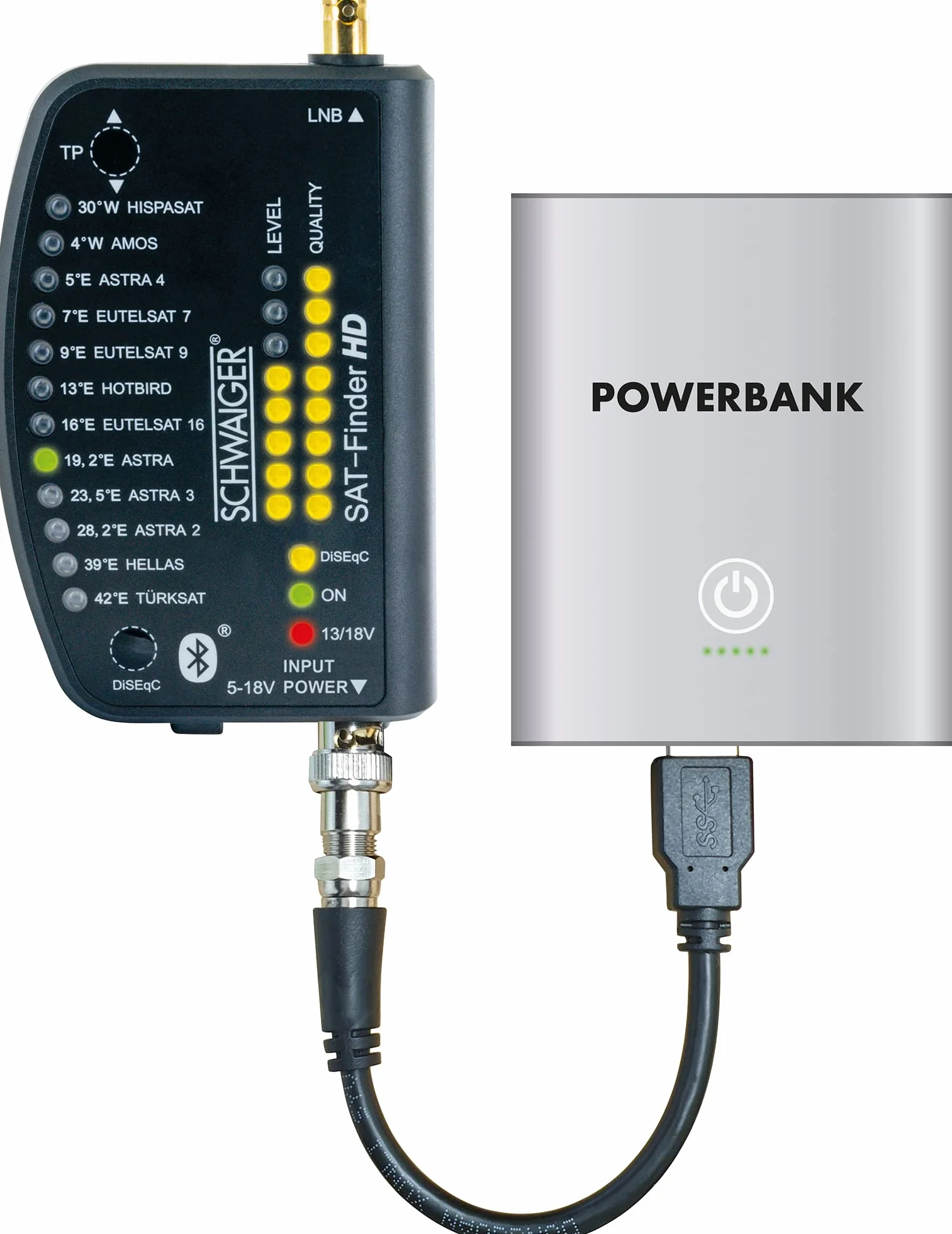 SCHWAIGER SAT Finder HD + Powerbank SAT Finder