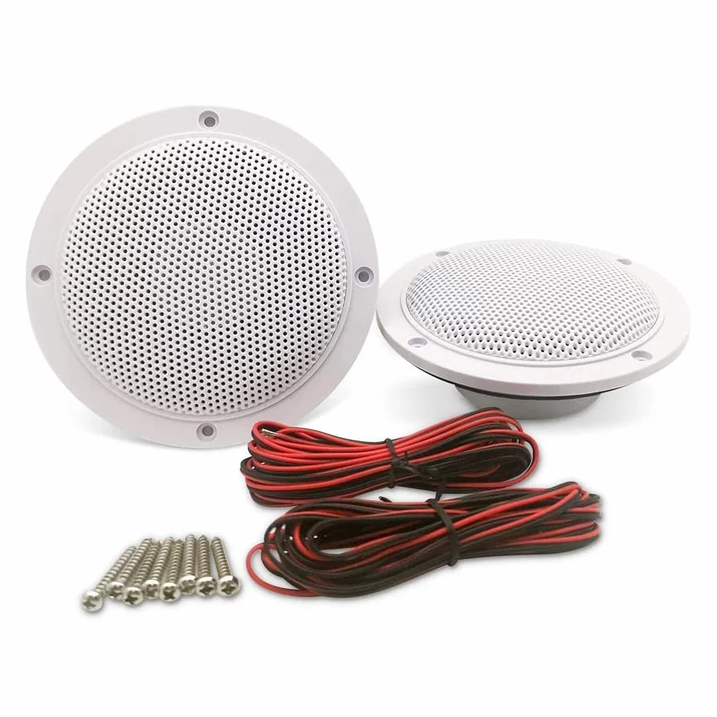 Herdio Altoparlanti a Soffitto 2 Vie 10,2 cm Bianco Griglia Verniciabile Resistente Umidità Bagno Cucina