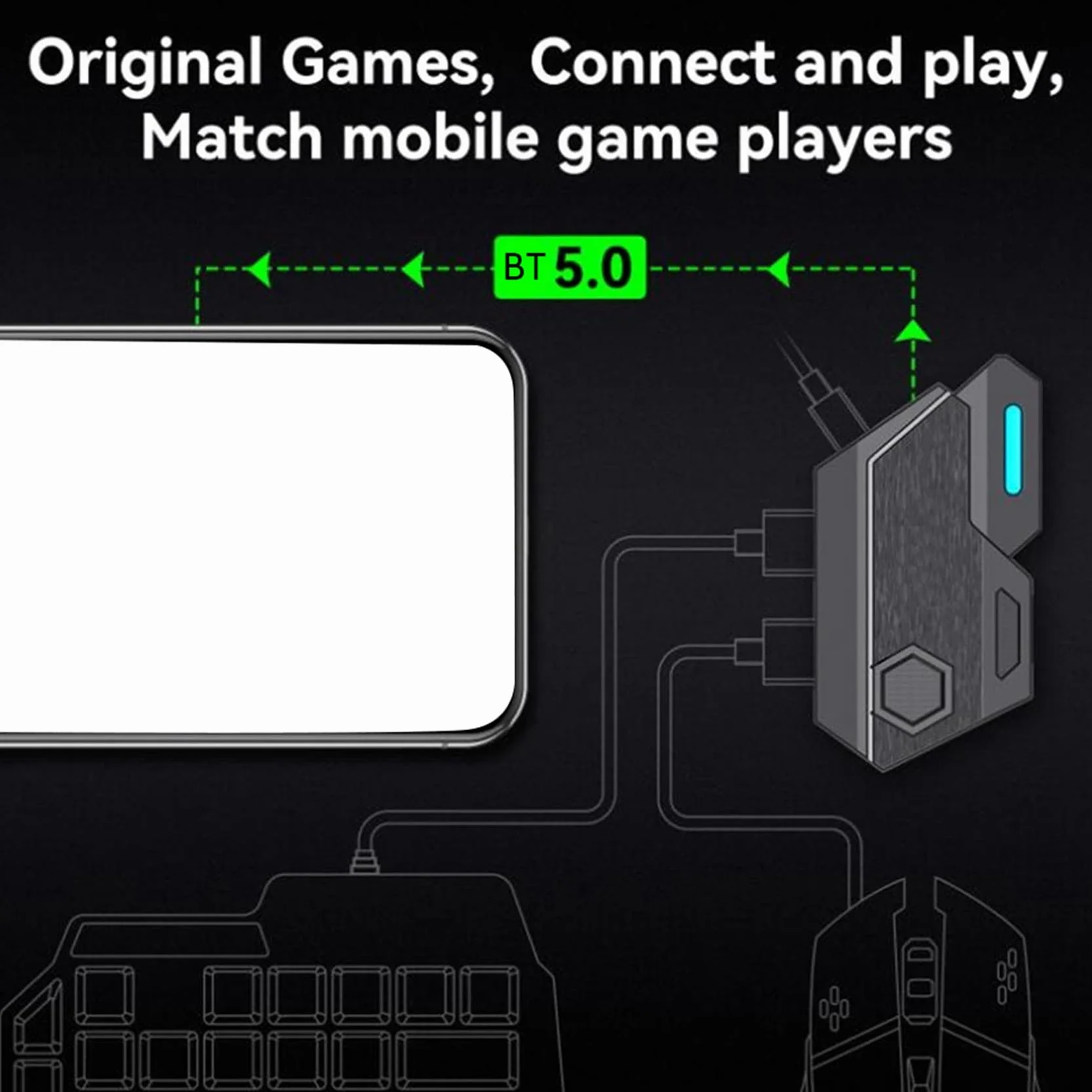 Gamepad Mobile per Controller Tastiera Gaming Mouse Converter Bluetooth per IOS Android Game Adapter, Mix SE Set