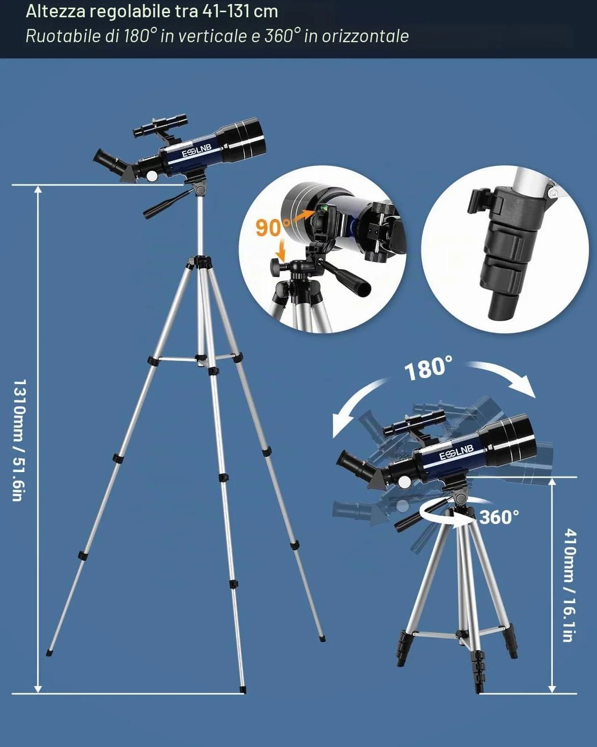ESSLNB Telescopio Astronomico Professionale 36070 Telescopio Astronomico con Regolabile Treppiedi Adattatore Telefonico 3X Barlow Lente e Filtro Lunare