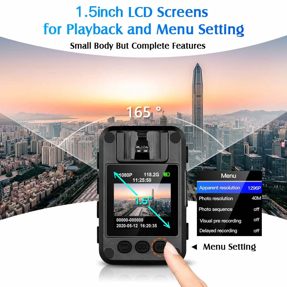 BOBLOV N9 Mini Body Camera, 64 GB Full HD 1296P Body Mount Camera Piccola telecamera, Bodycam portatile per visione notturna della polizia per la protezione quotidiana