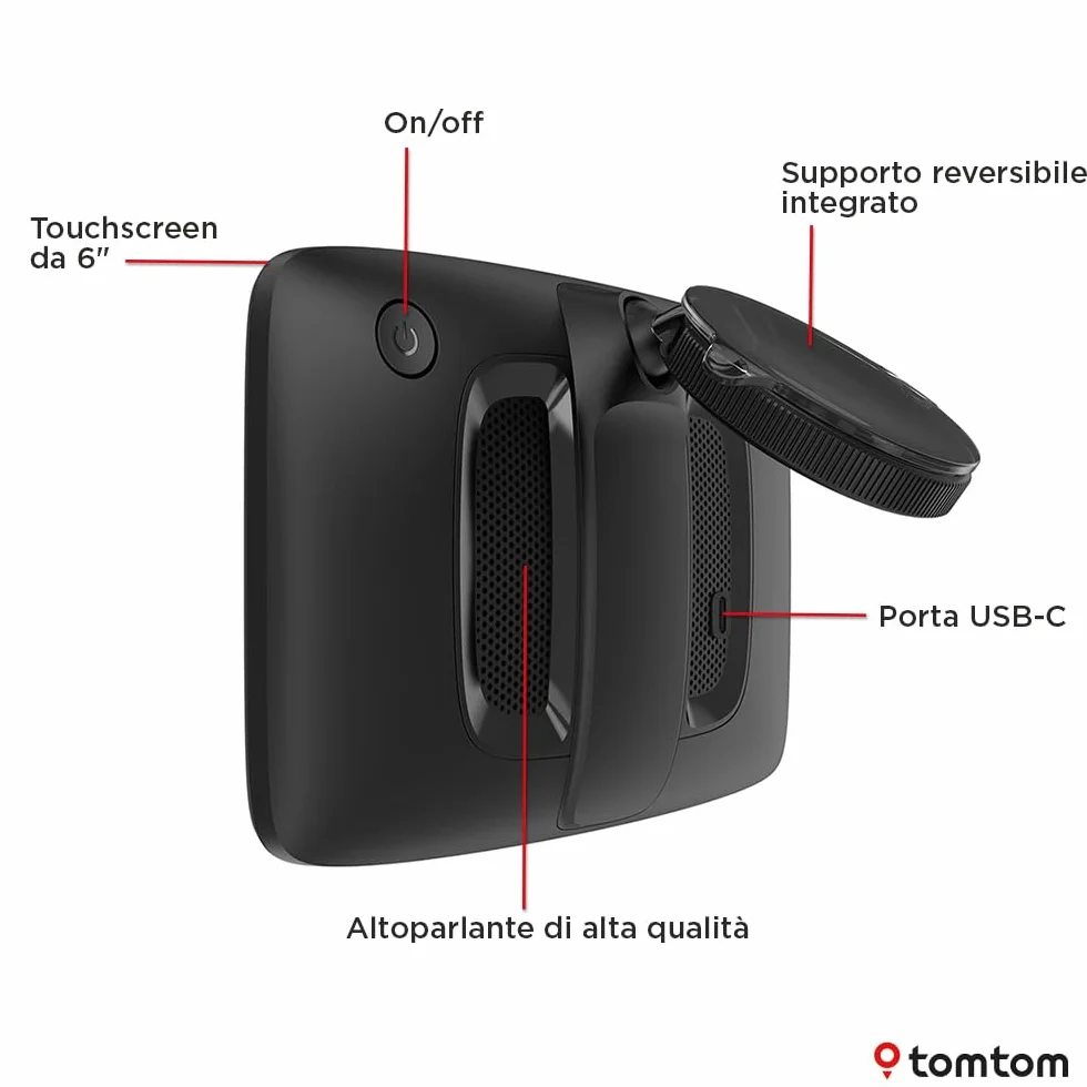 TomTom Navigatore per camper e roulotte GO Camper Tour (schermo da 6", PDI per camper, aggiornamenti Wi-Fi, TomTom Traffic, 6 mesi di avvisi autovelox, mappe d'Europa, indicatore corsia in movimento)