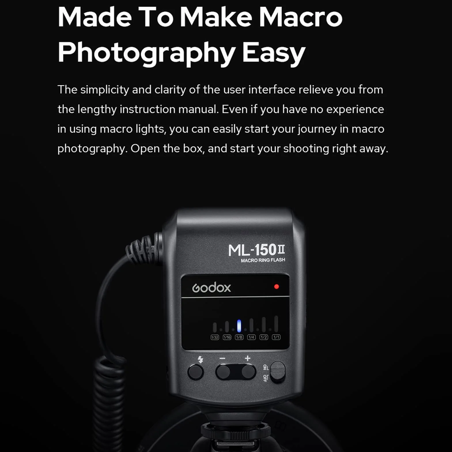 Godox ML-150II Universale Macro Ring Flash Light 11 Livelli Luminosità Regolabile GN12 Riciclo Veloce con 8pcs Anelli Adattatore di Ricambio per Canon Nikon Sony DSLR Camera